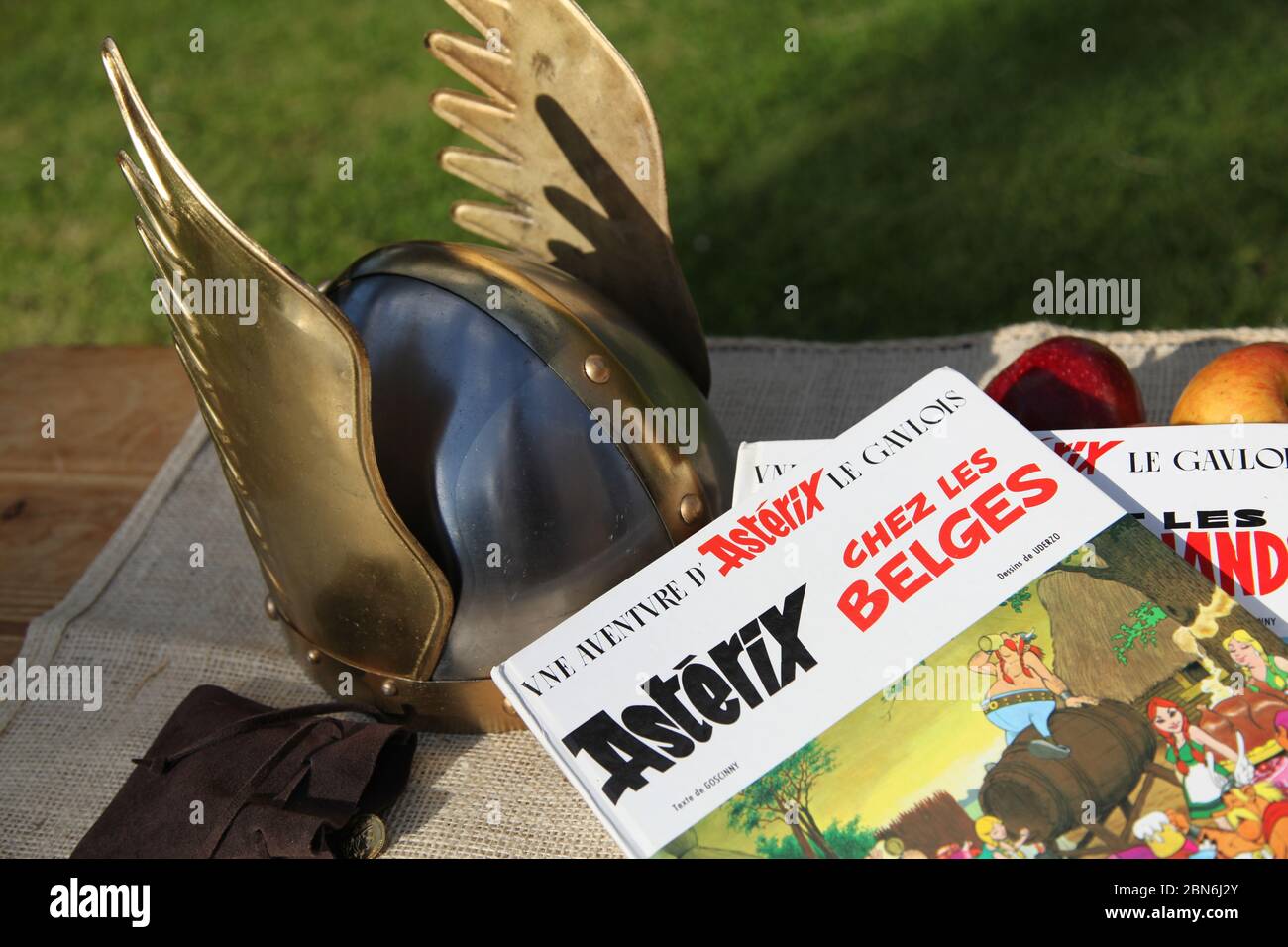 Asterix chez les Belges von Jean-Yves Ferri, illustriert von Didier CONRAD, französische Fassung im Gallier-Setting Stockfoto