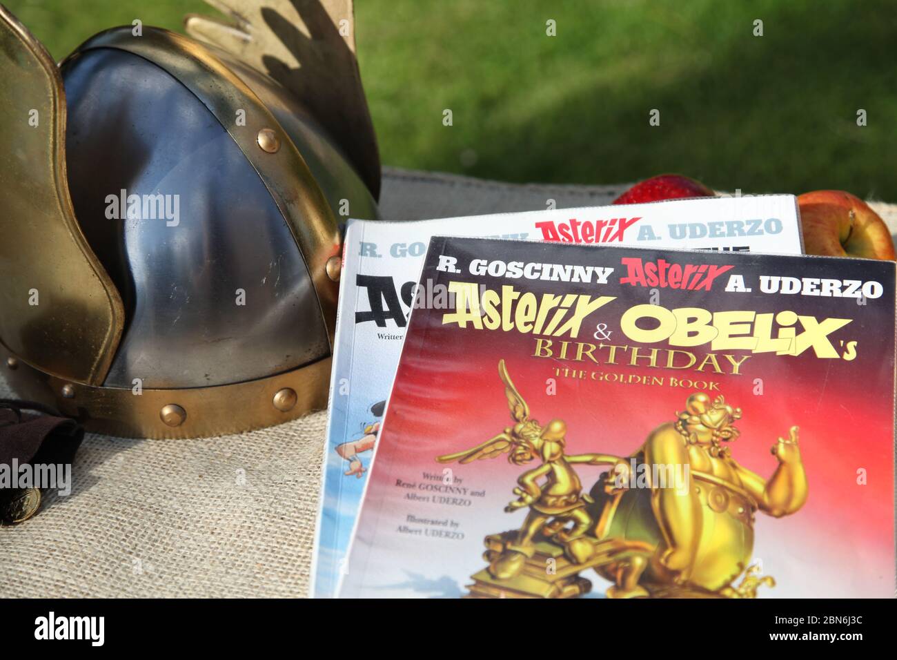 Asterix und Obelix's Birthday (das Goldene Buch) von Goscini & Uderzo, englische Version im Gallier-Setting Stockfoto