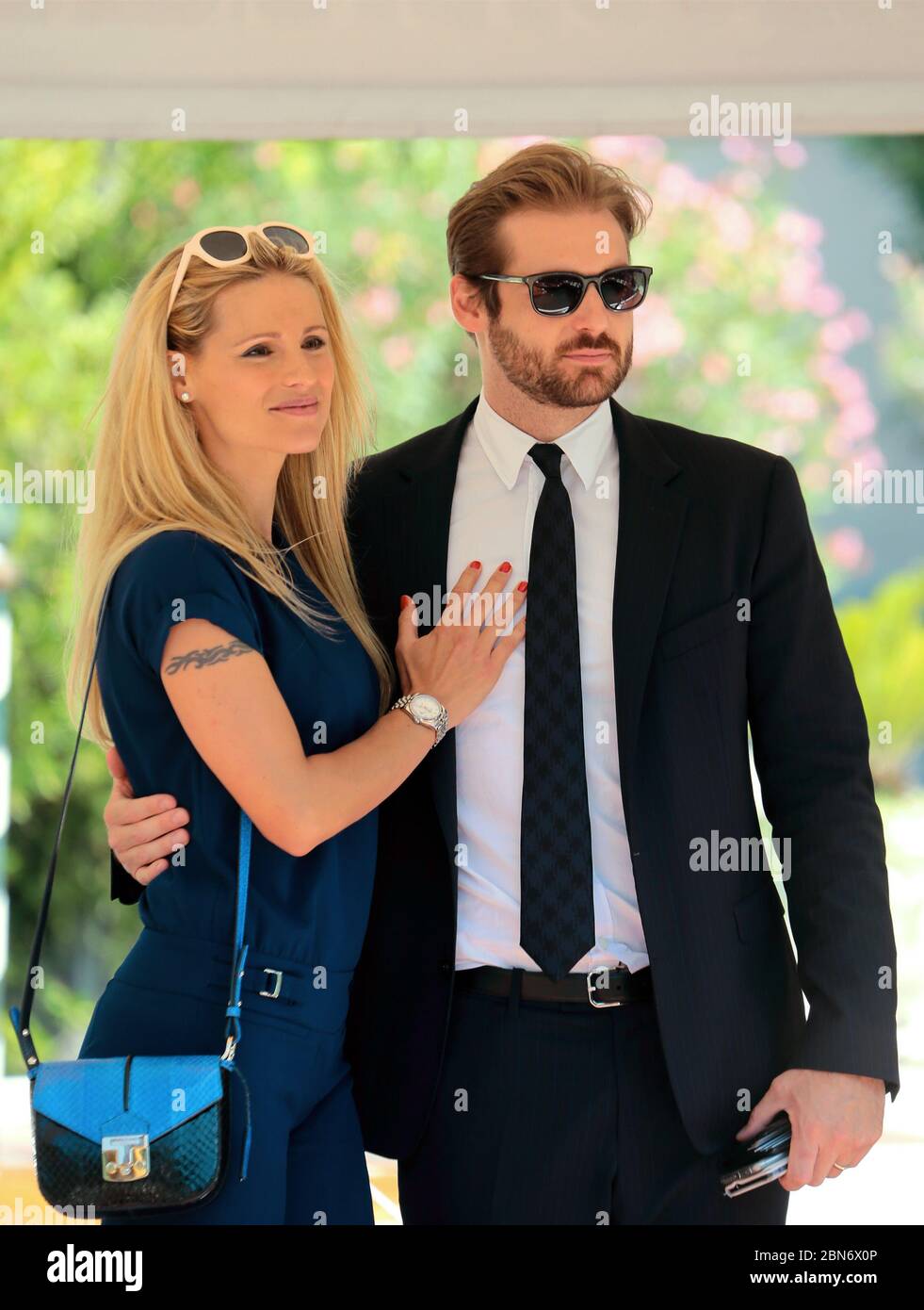 VENEDIG, ITALIEN - SEPTEMBER 07: Michelle Hunziker und Tomaso Trussardi sind am 6. Tag des 72. Filmfestivals in Venedig am 7. September 2015 zu sehen Stockfoto