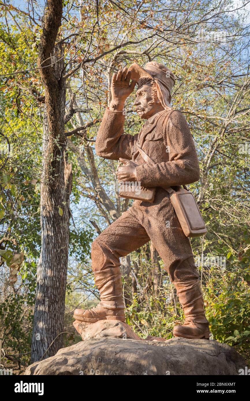 Statue von David Livingstone an den Victoria Falls, Sambia Stockfoto