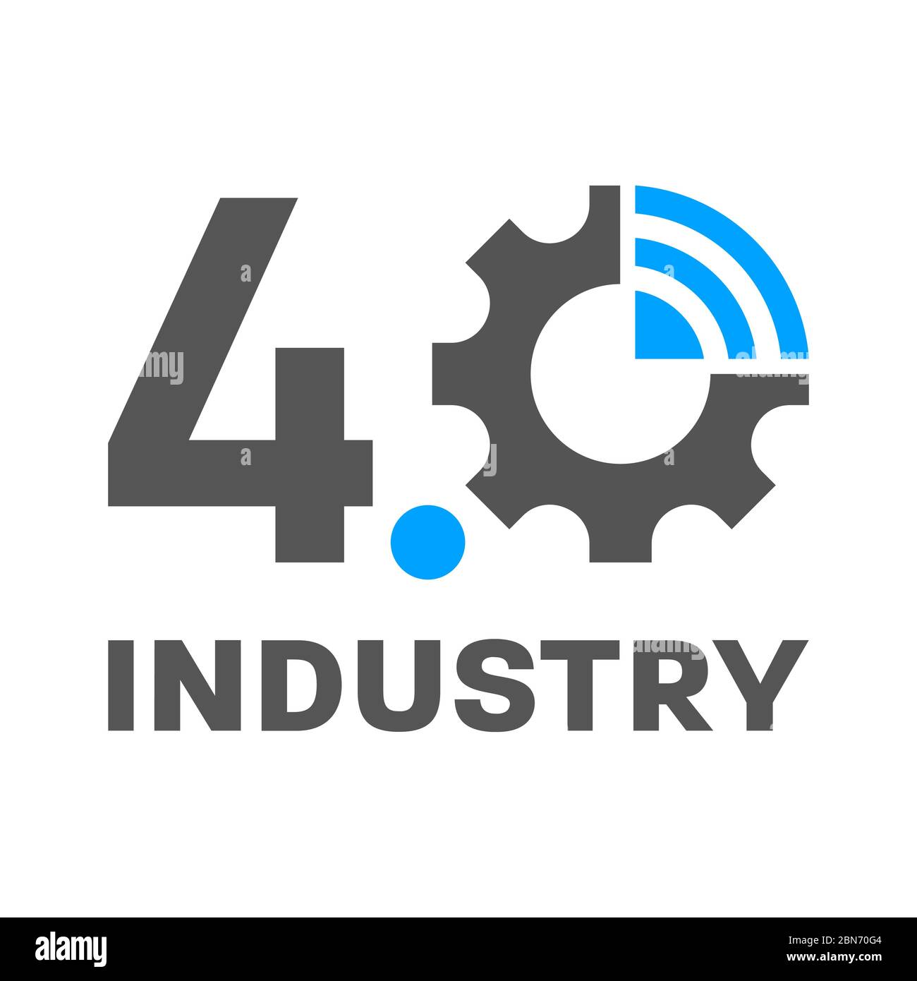 Industrie 4.0, IoT, Smart Factory Konzept Logo. Vektorgrafik Stock Vektor