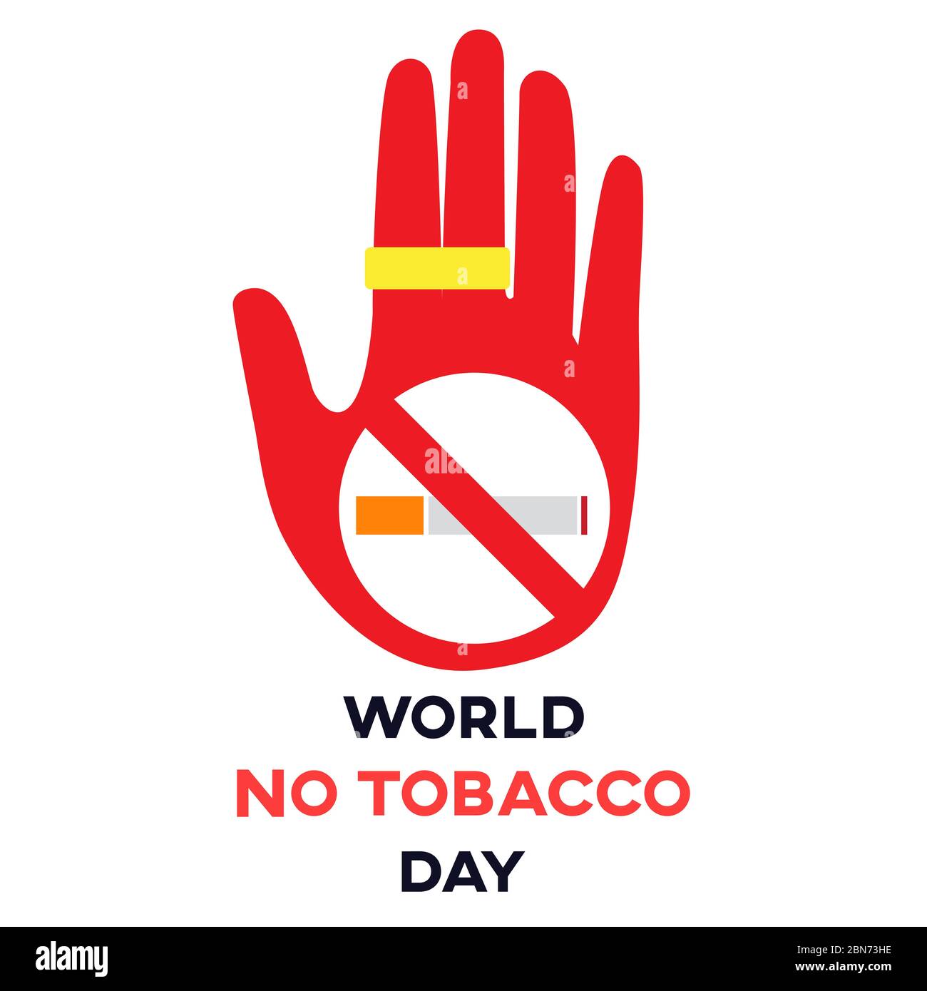 Welt kein Tabak Tag Text Hintergrund, Grußkarte oder Plakat für Kampagne aufhören zu rauchen Stock Vektor