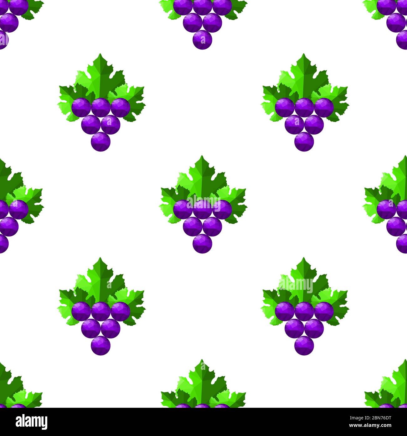 Blaue Polygonal Trauben Nahtloses Muster. Hintergrund Des Weins. Obst und Gemüse Textur Stock Vektor