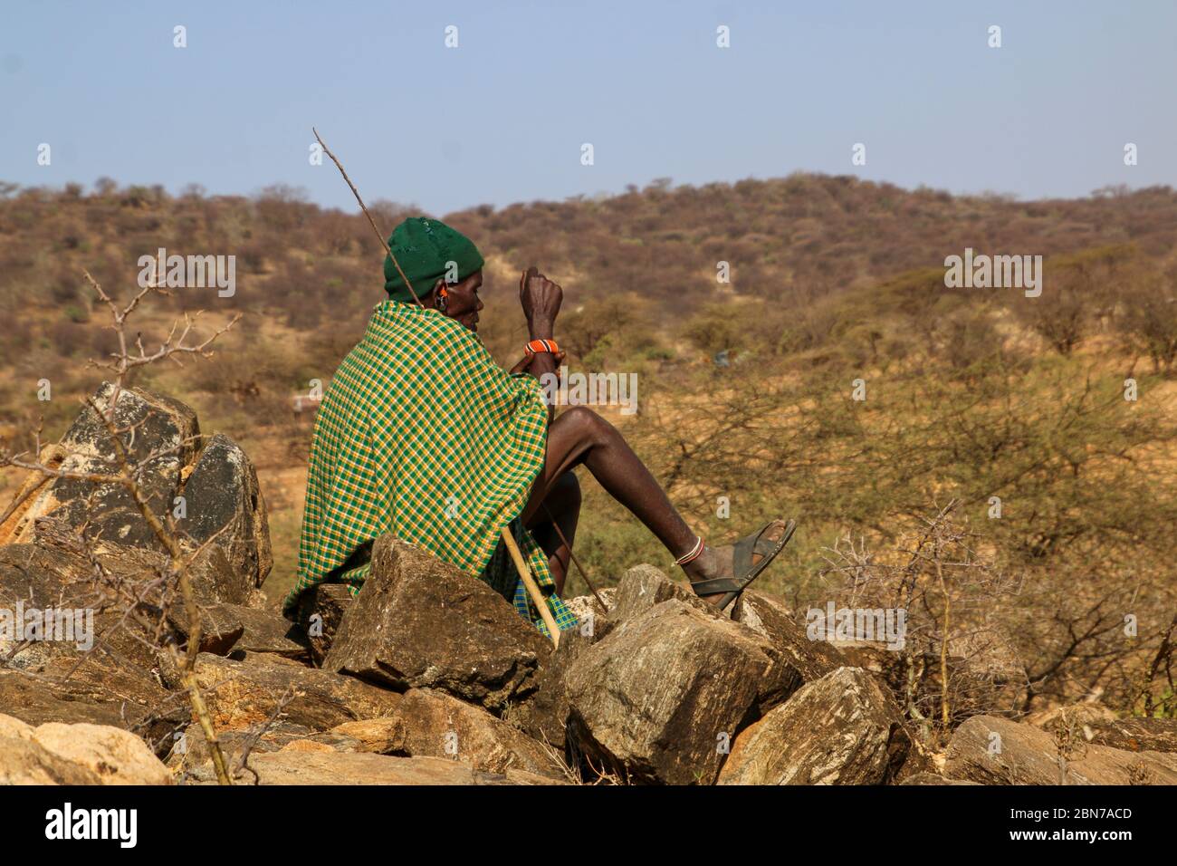 Samburu Maasai man Samburu Maasai eine ethnische Gruppe von halbnomadischen Menschen, die in Samburu, Kenia, fotografiert wurden Stockfoto