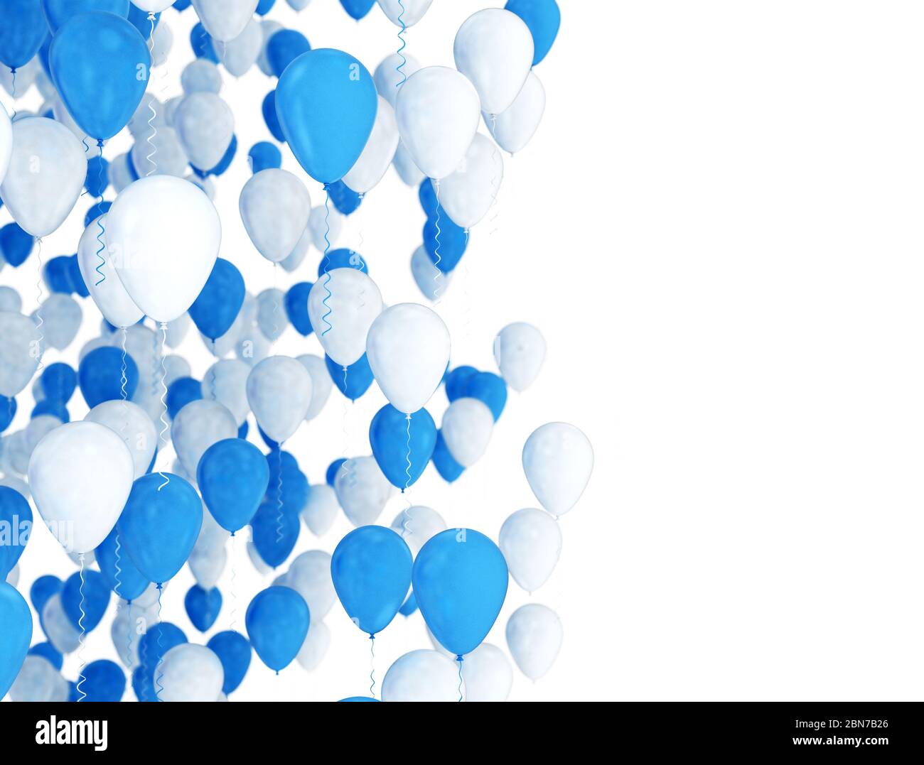 Blau und Weiß Celebration Ballons, isoliert auf weißem Hintergrund Stockfoto