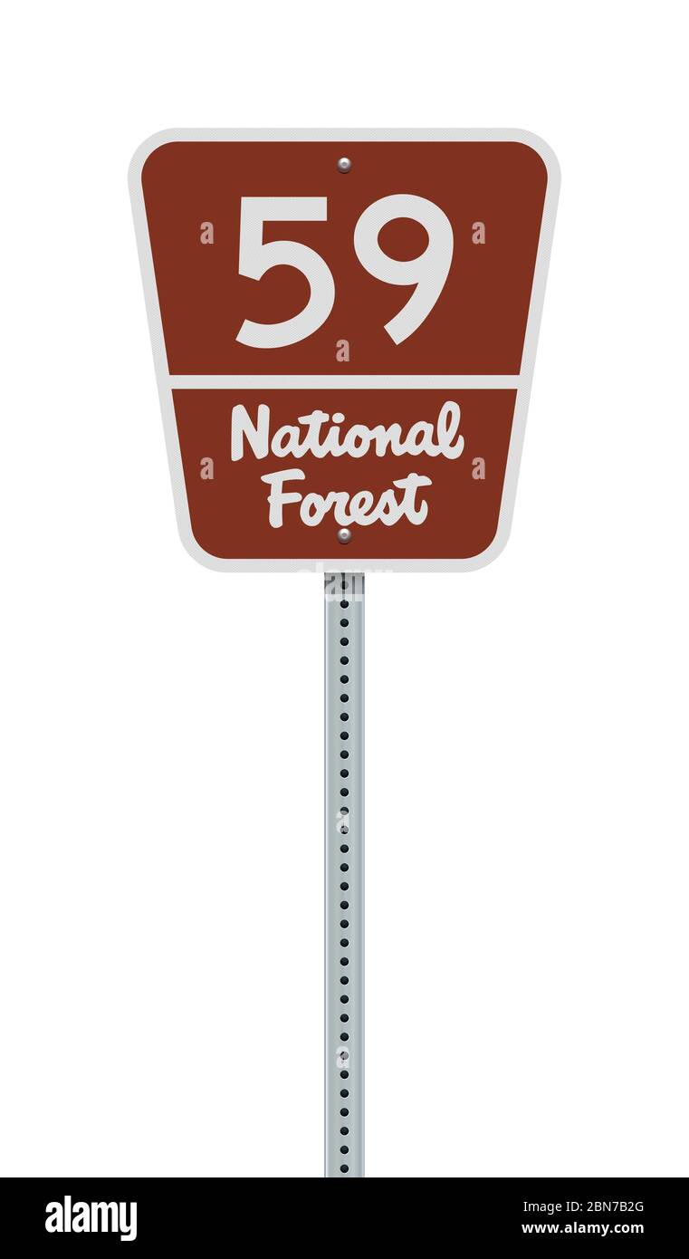 Vektor-Illustration der National Forest Autobahn Straßenschild auf Metallpfosten Stock Vektor