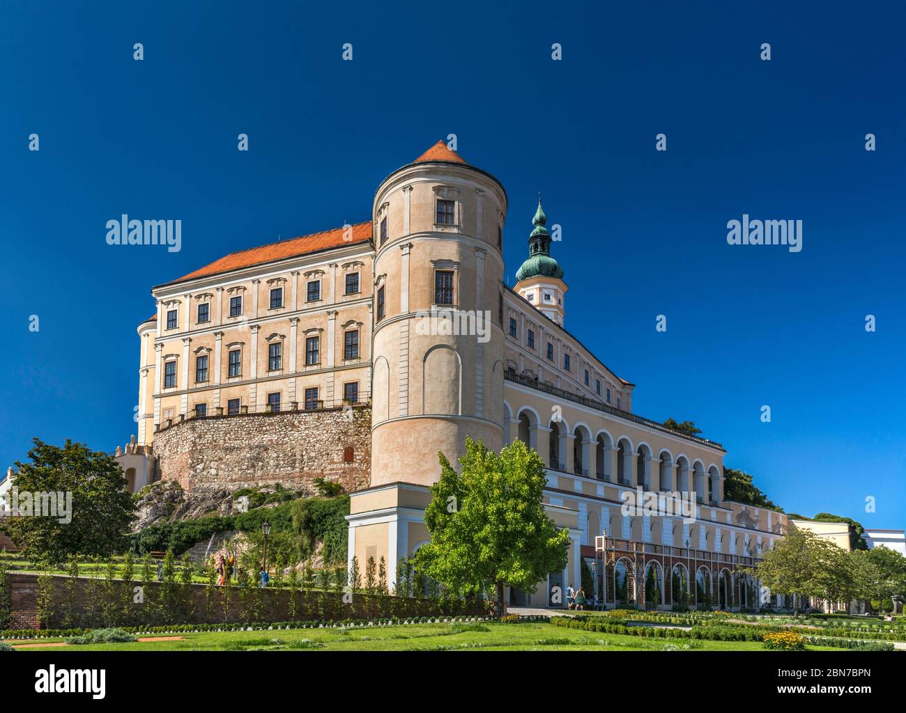 Schloss in Mikulov, Mähren, Tschechische Republik, Mitteleuropa Stockfoto