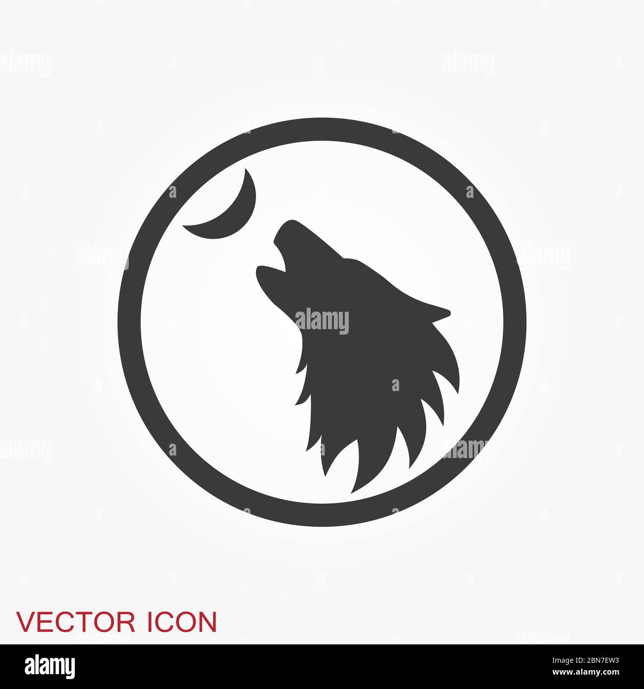 Vektorsymbol Wolf. Tiersymbol auf Hintergrund isoliert. Stock Vektor
