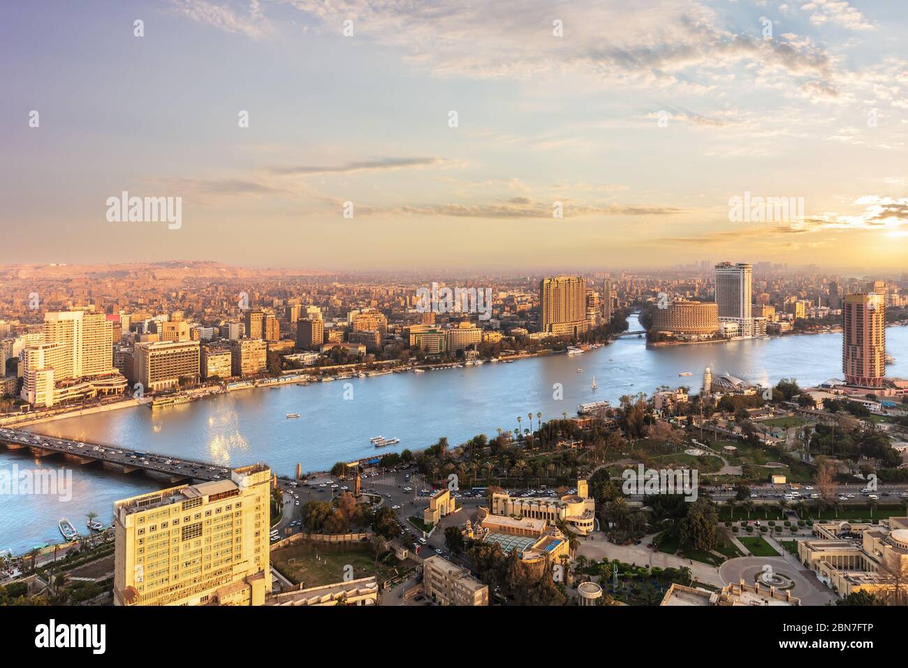 Der Nil Blick in Kairo vom Fernsehturm, Ägypten Stockfoto