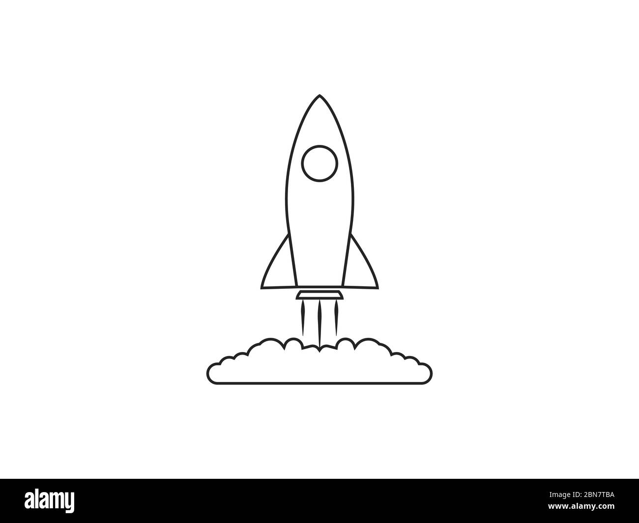 Start-, Rakete-, Start-Symbol. Vektorgrafik, flaches Design. Stock Vektor
