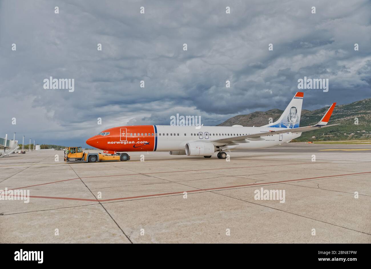Norwegian Airways Flugzeug auf Dubrovnik Flughafen Stockfoto