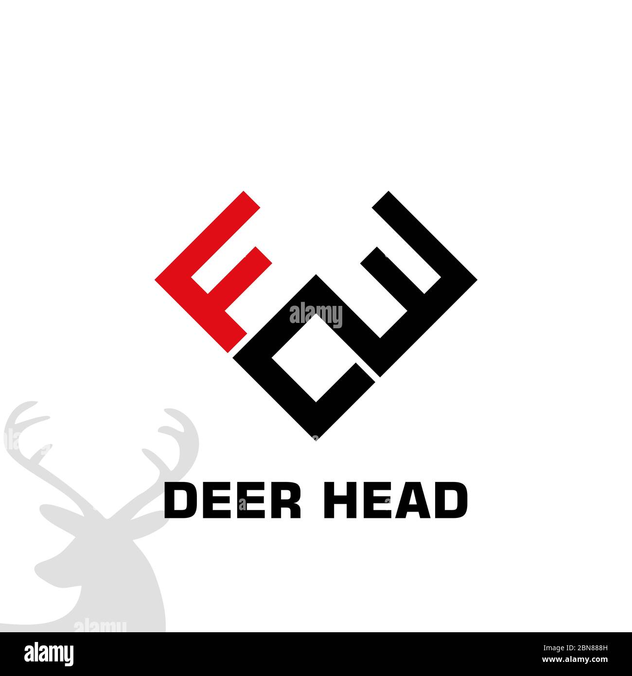 Deer Head Grafik-Logo-Vorlage, mit Buchstaben F Design-Konzept, kreative und minimale Logo-Design, Vektor-Symbol. Stock Vektor
