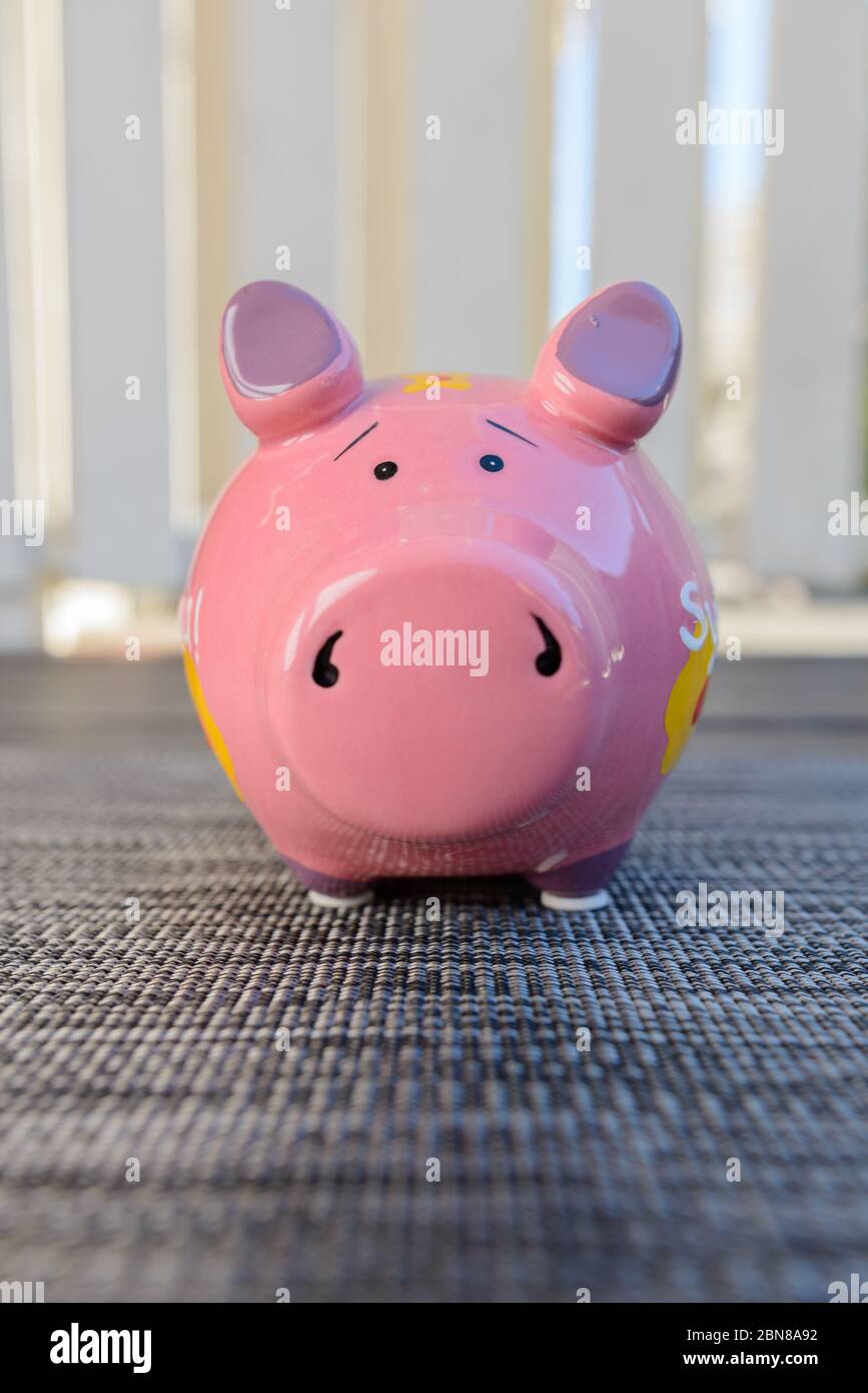 Sparschwein wartet auf Geldanlage und Vermögenszuwächse im Freien Stockfoto