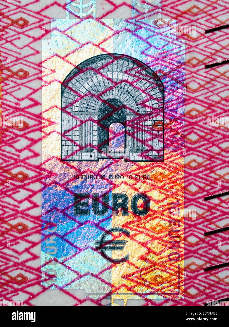 Detail einer 10 Euro Banknote Stockfoto