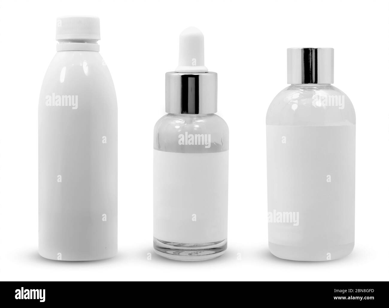 Medizin-Flasche, die isoliert auf weißem Hintergrund Stockfoto