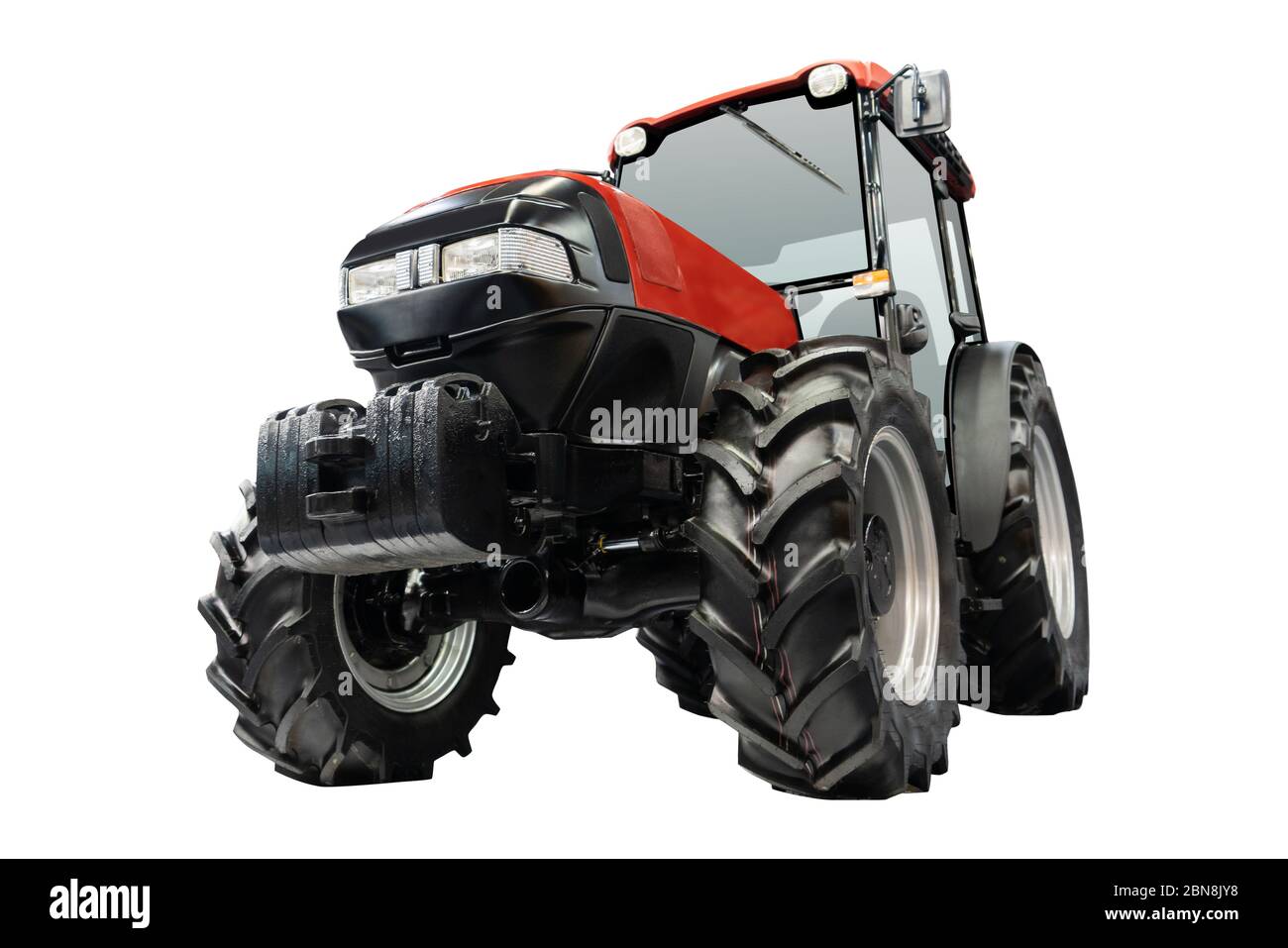 Moderner Traktor isoliert auf weißem Hintergrund Stockfoto