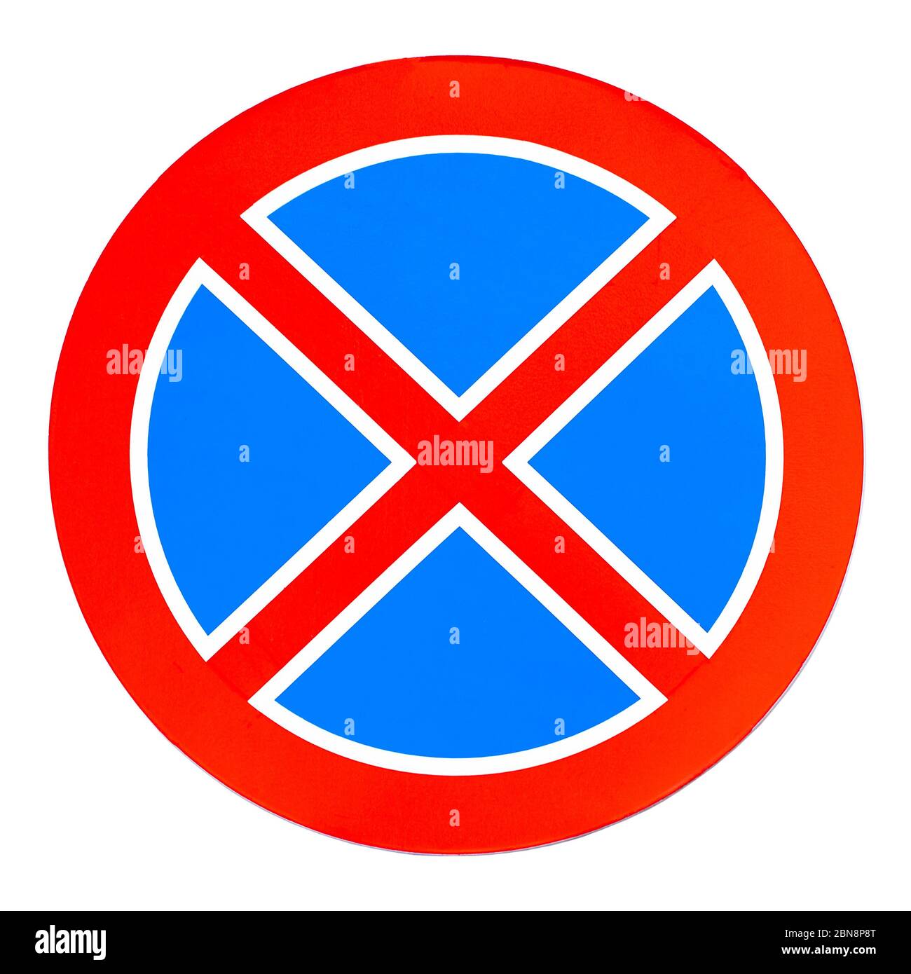 Kein Verkehrsschild für Parkplätze. Schild für Straßenschild ohne Zwischenstopp. Stockfoto