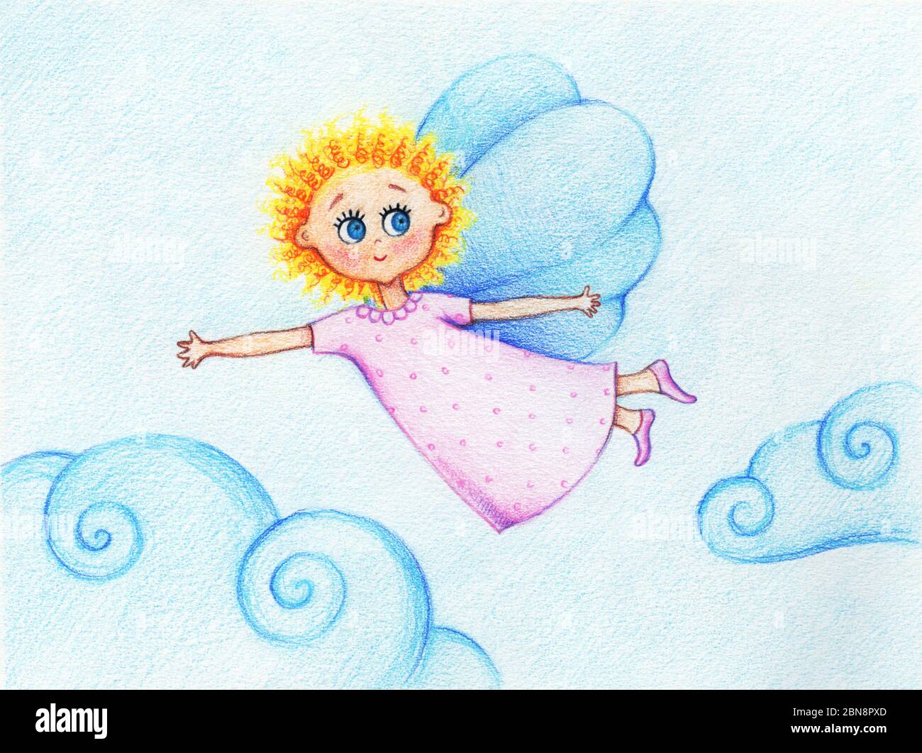 Engel Können Fliegen Flüsterte Sie Und Sprang Engel wolke illustration -Fotos und -Bildmaterial in hoher Auflösung