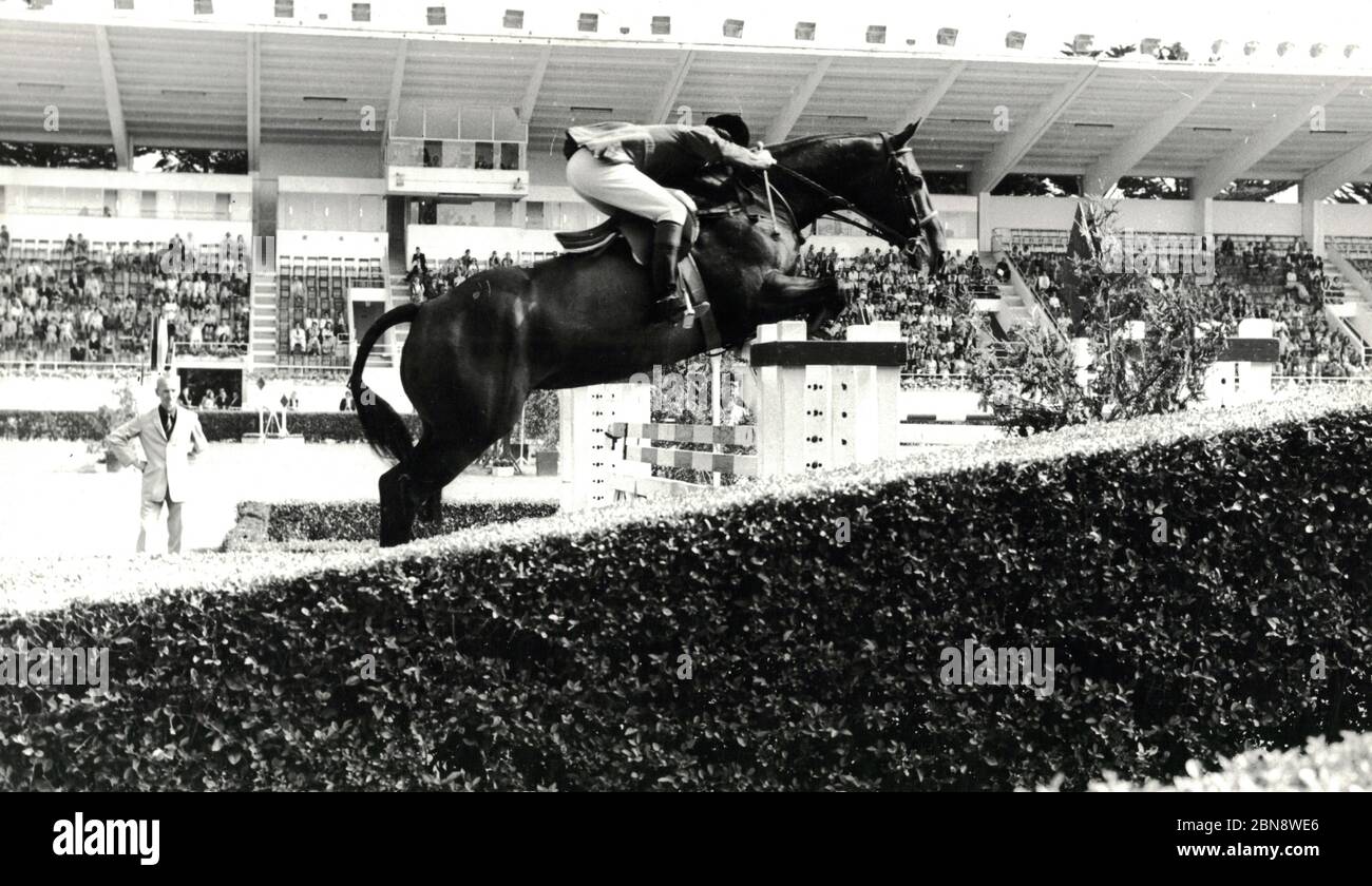 Nelson Pessoa (BH) auf Ali-Baba im Derby, La Baule, Frankreich, 1978 Stockfoto