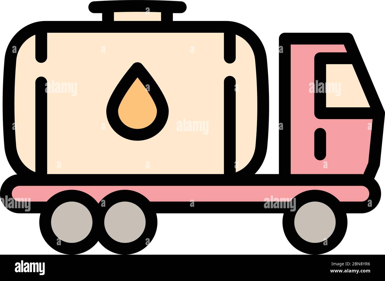 Symbol für Öltank-Stapler. Umriss Öltank LKW Vektor-Symbol für Web-Design isoliert auf weißem Hintergrund Stock Vektor