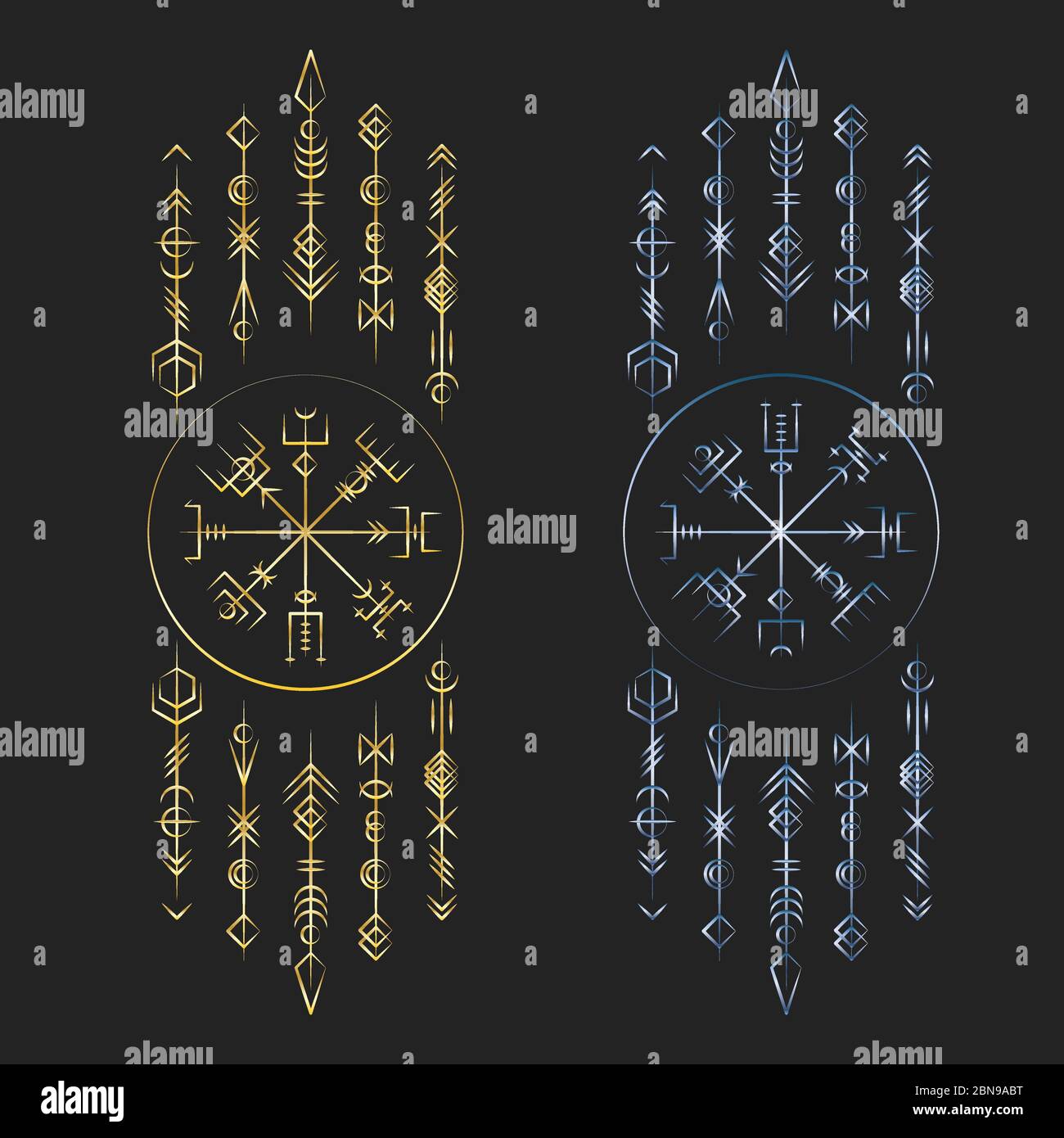 Dunkle Runensymbole Träumer Deko Stock Vektor