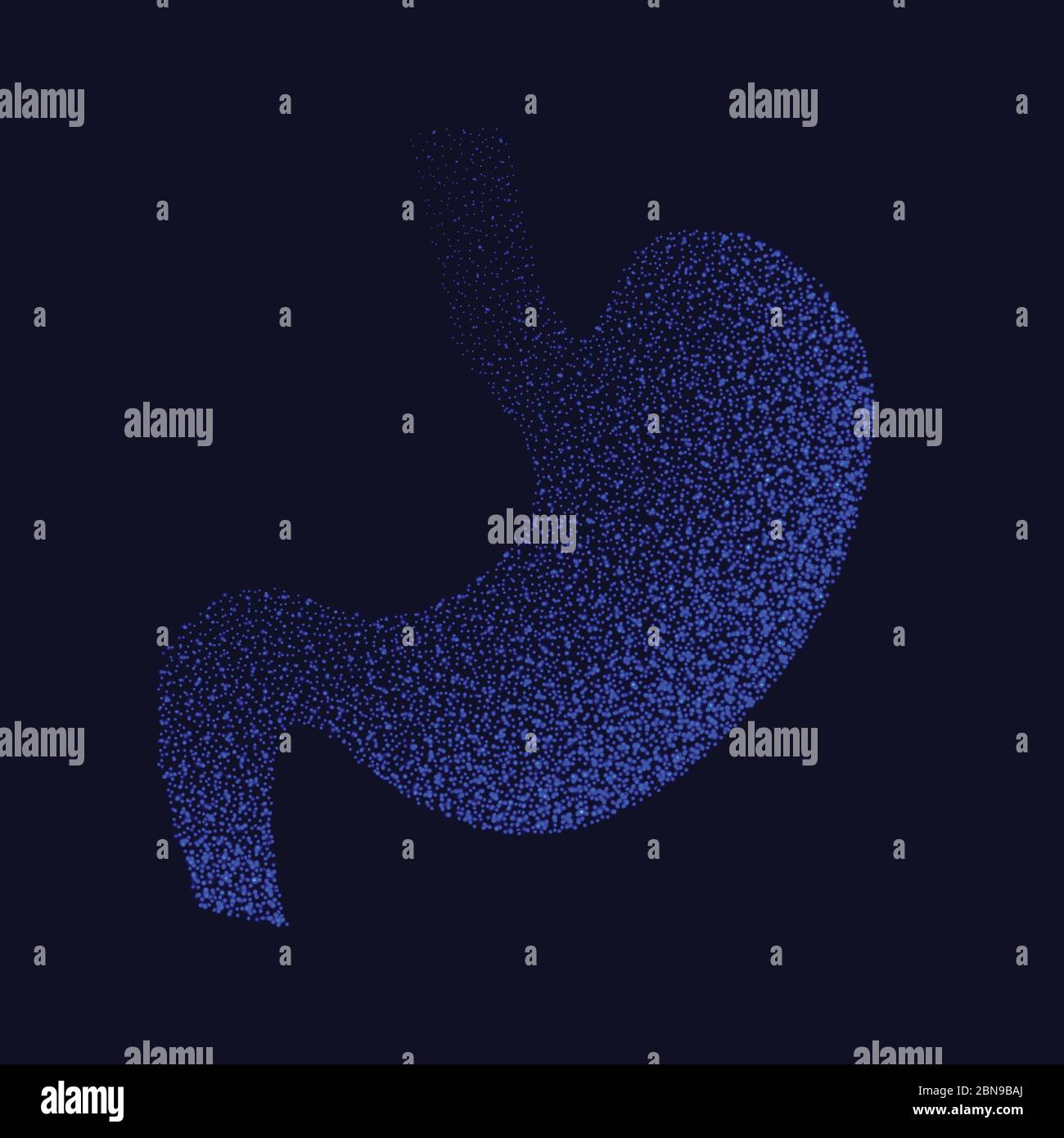 Menschlicher Magen gepunktete Silhouette Hintergrund Stock Vektor