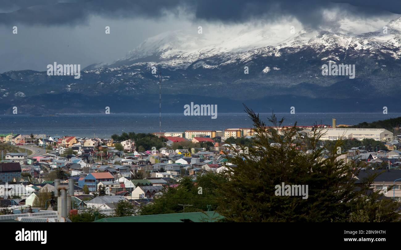 Stadt Ushuaia, der tiefste Punkt auf dem südamerikanischen Kontinent Stockfoto