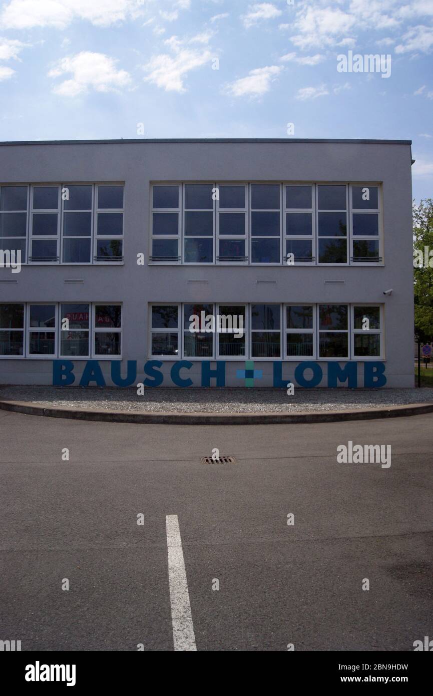 Der Standort Berlin-Spandau des 1853 in den USA gegründet Unternehmens Bausch & Lomb - location, Germany - emplacement Allemagne Stockfoto