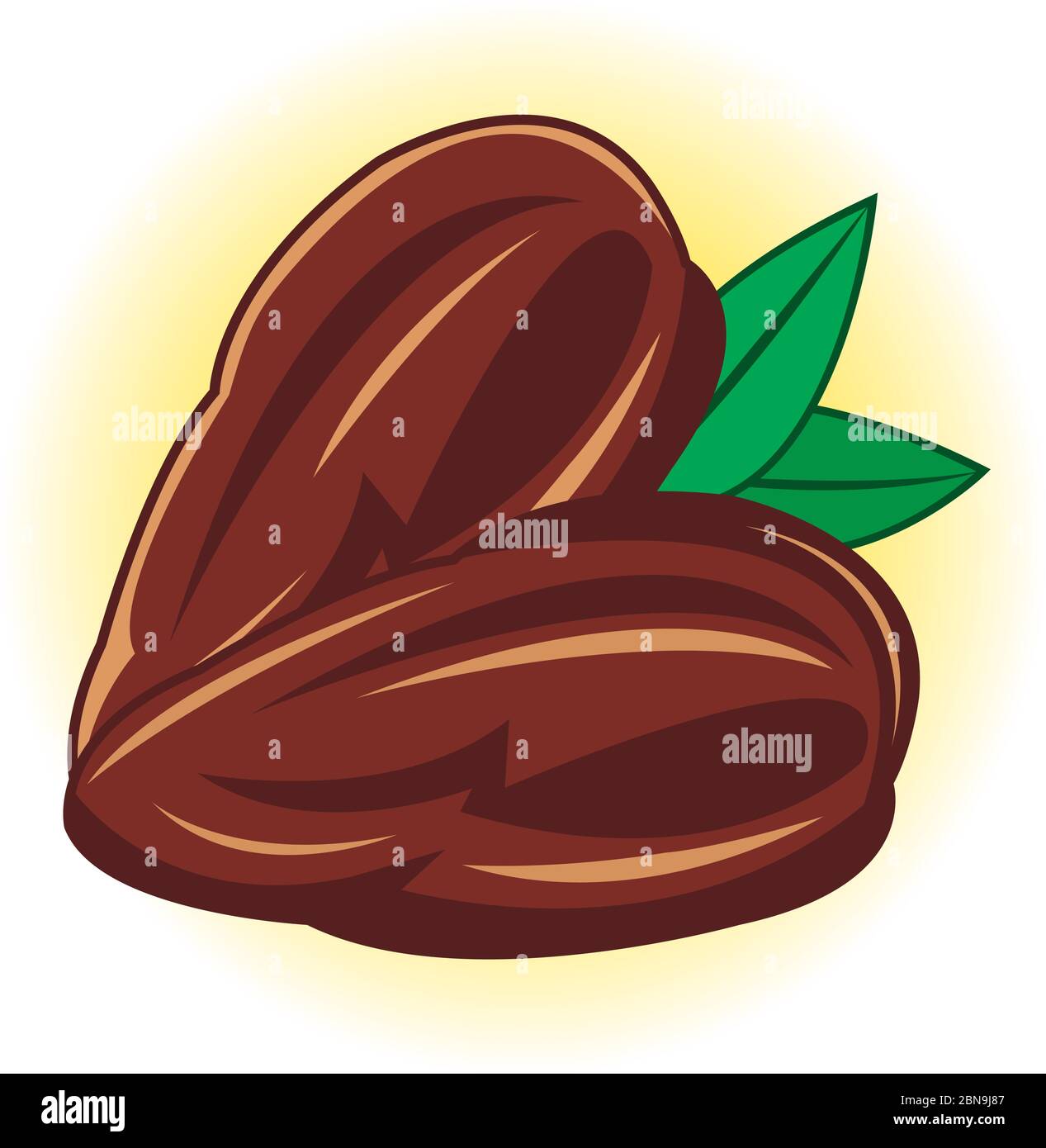 Einfache Illustration von Dattelpalmenfrucht aus dem Nahen Osten mit einer schönen gelben Abstufung dahinter Stock Vektor