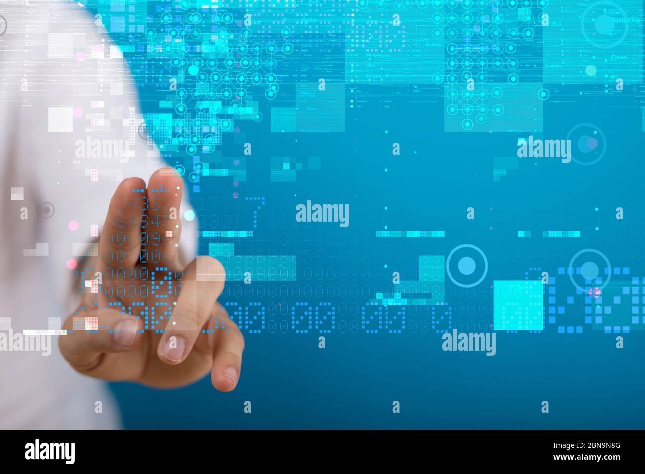 Ein Software-, Web-Entwicklung, Programmierkonzept. Abstrakte Programmierung Stockfoto