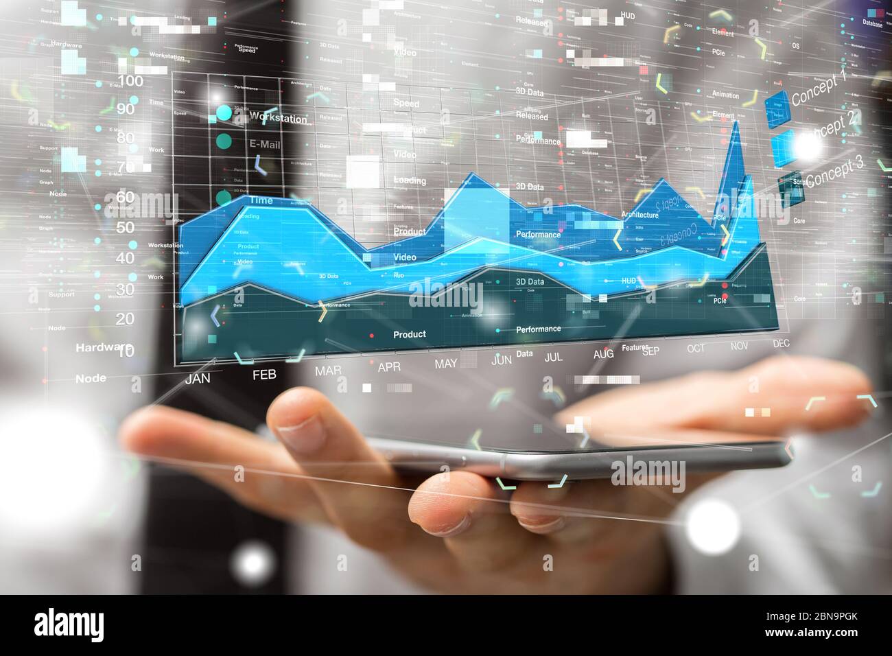 Ein digitales Investment-Dashboard für Aktienhandel Stockfoto