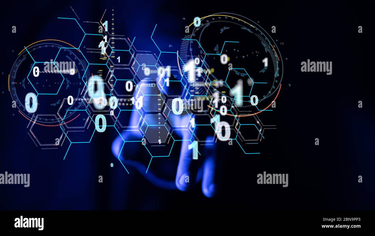 Ein Software-, Web-Entwicklung, Programmierkonzept. Abstrakte Programmierung Stockfoto