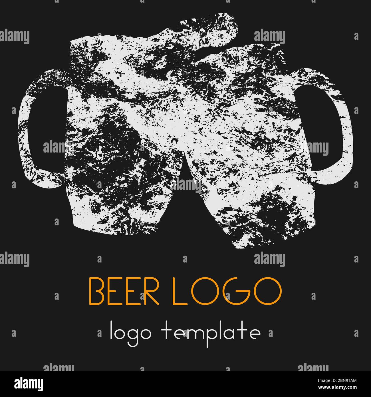 Logo mit zwei klickenden Gläsern Bierbecher. Stock Vektor