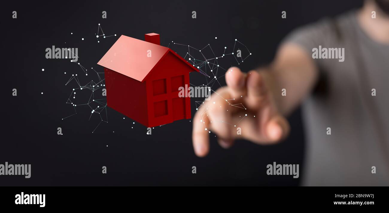Ein Smart Home: SmartHome-Symbol für Hausautomatisierung Stockfoto