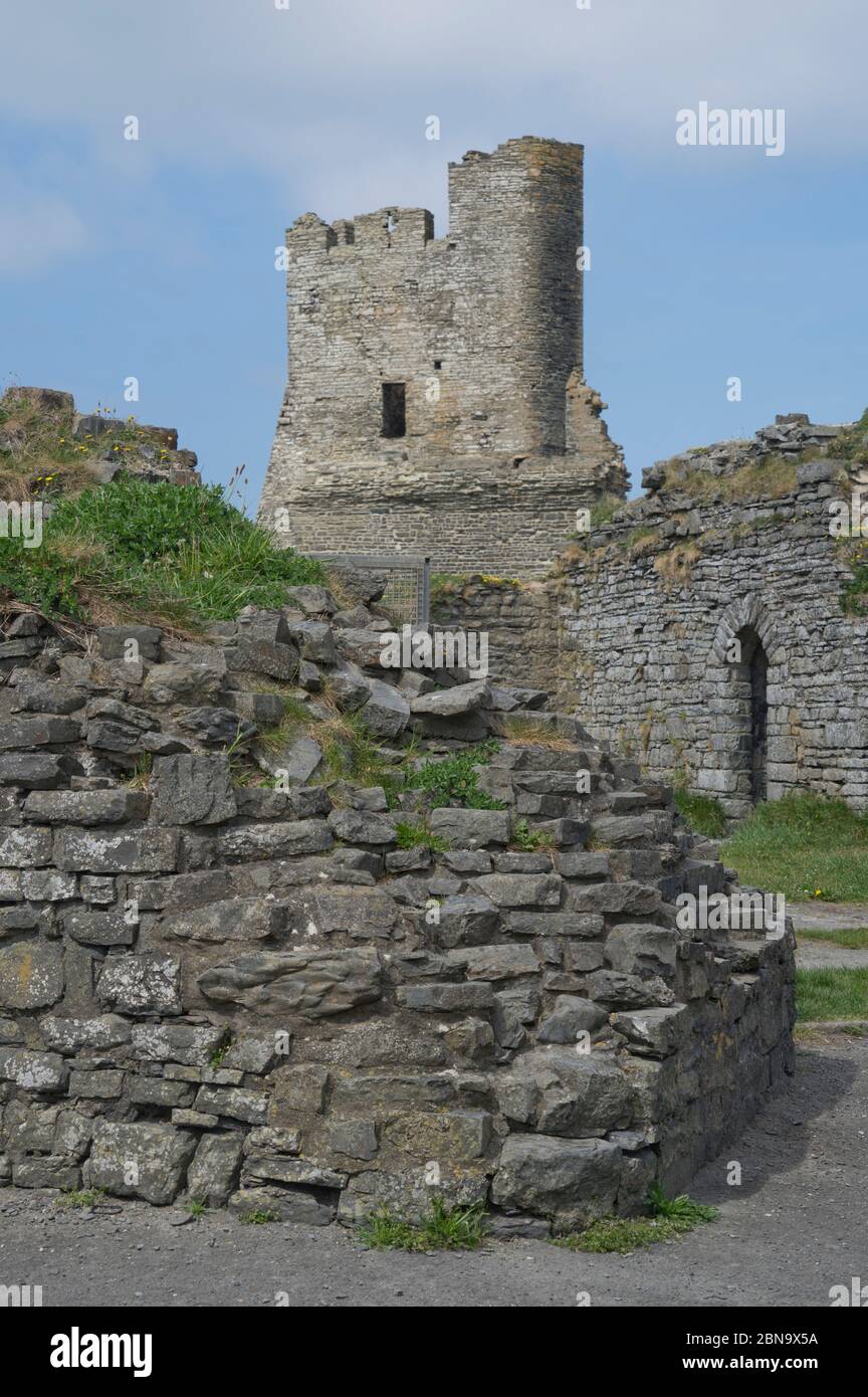 Ruinen des mittelalterlichen Aberystwyth Castle (Castell Aberystwyth) Aberystwyth, Ceredigion, Wales, Großbritannien Stockfoto