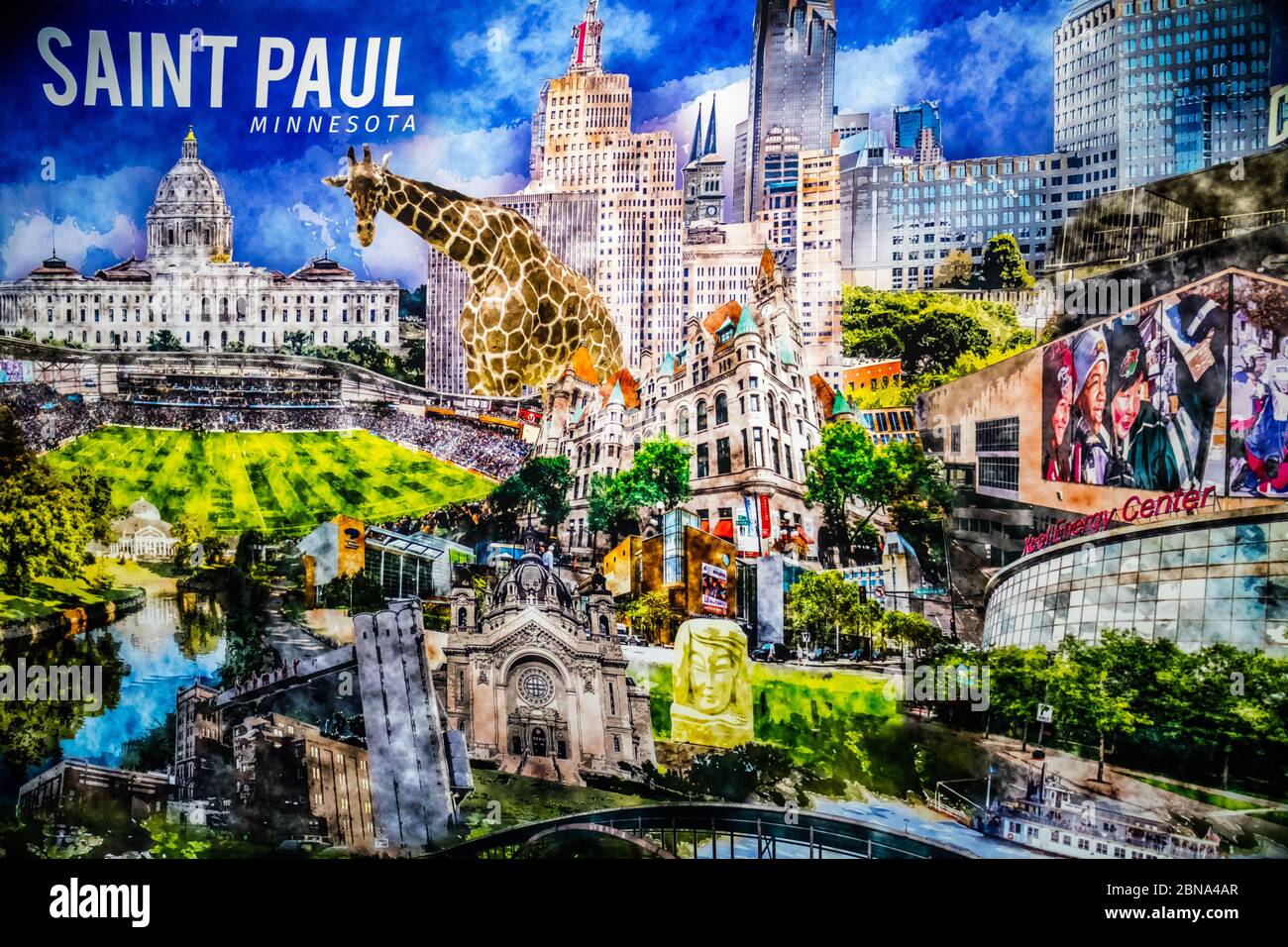 St Paul, Minnesota, USA - 1. September 2019: Ein Plakat über die Stadt Minnesota Stockfoto