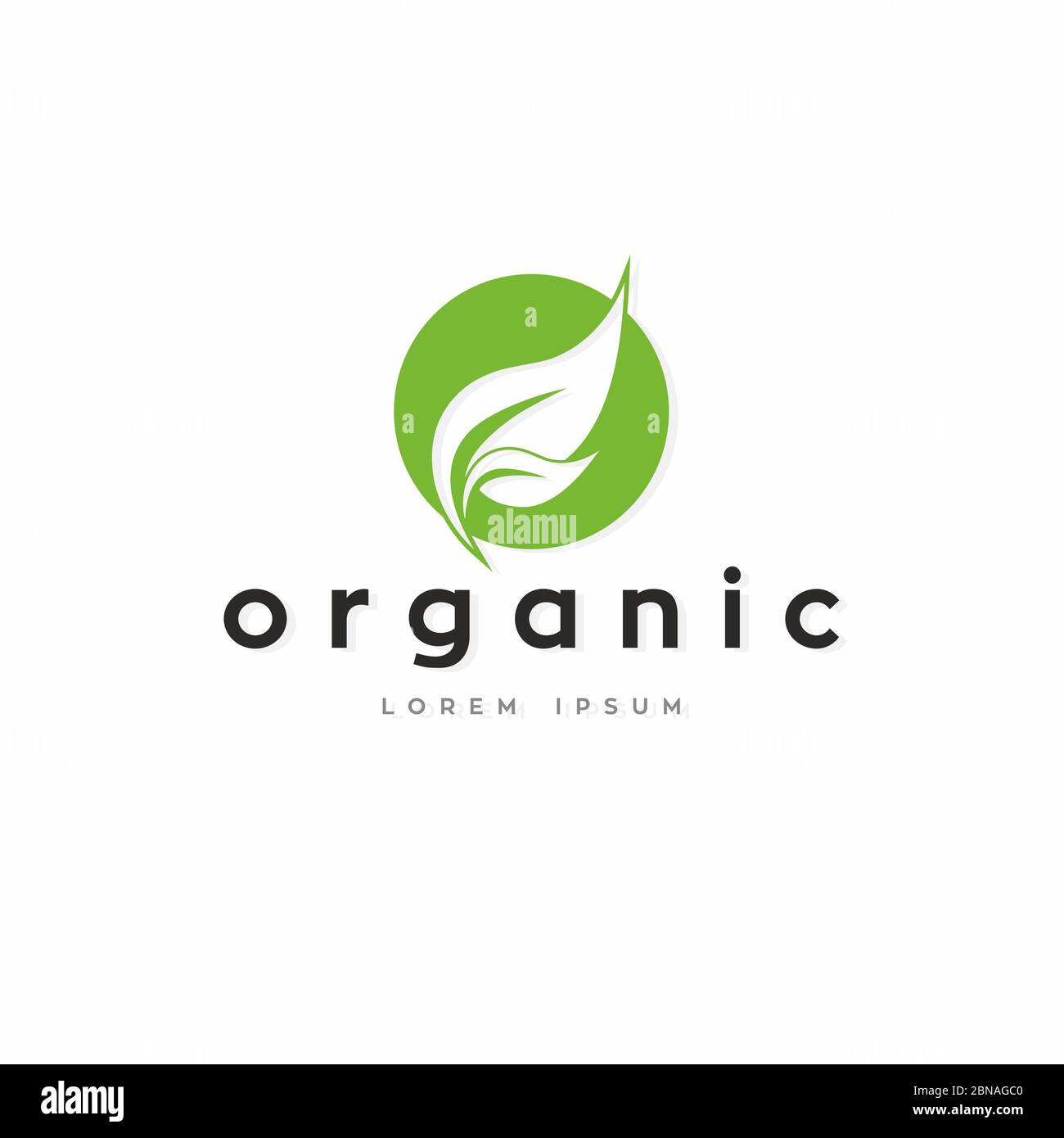 Logo von ORGANISCHEN Wort . Ökologie-Symbol - isoliert auf weißem Hintergrund. Grafik-Design, editierbare Mnemonik, Illustration Stockfoto