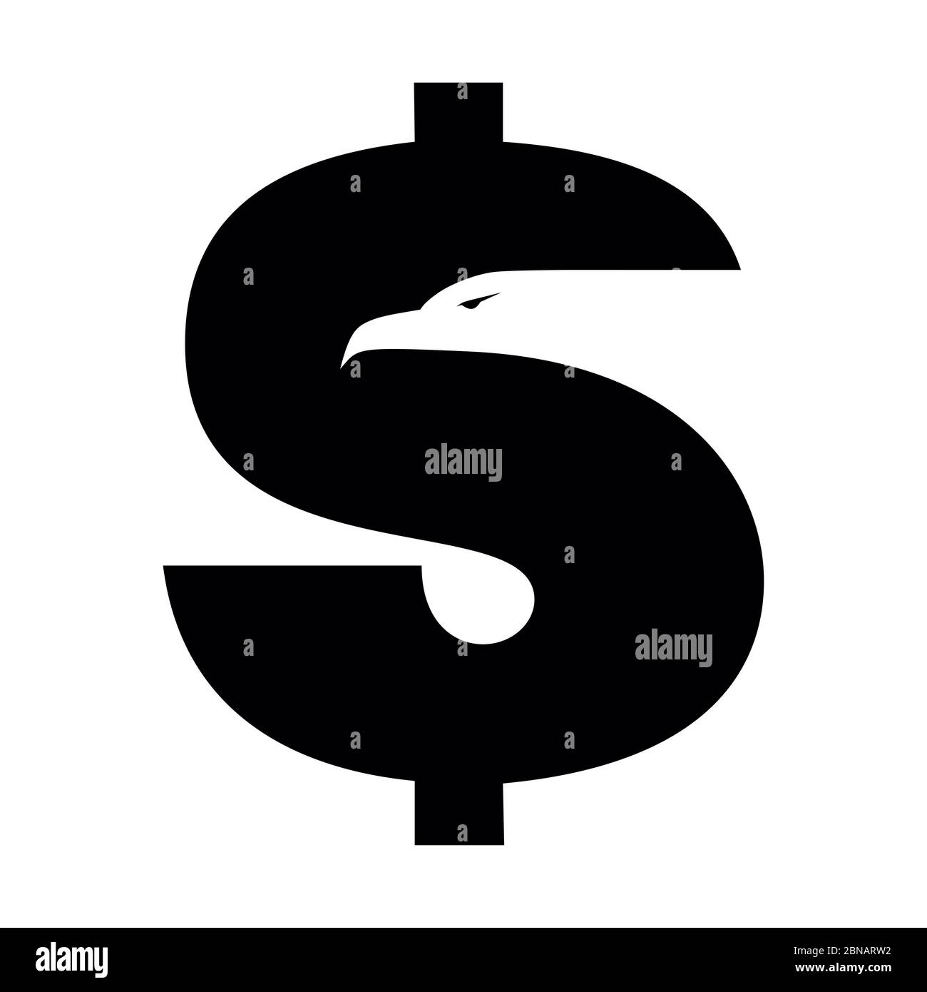 Amerikanische Währung oder Dollar-Symbol mit Adler-Profil - Vektor-Symbol für Apps und Websites. Stock Vektor