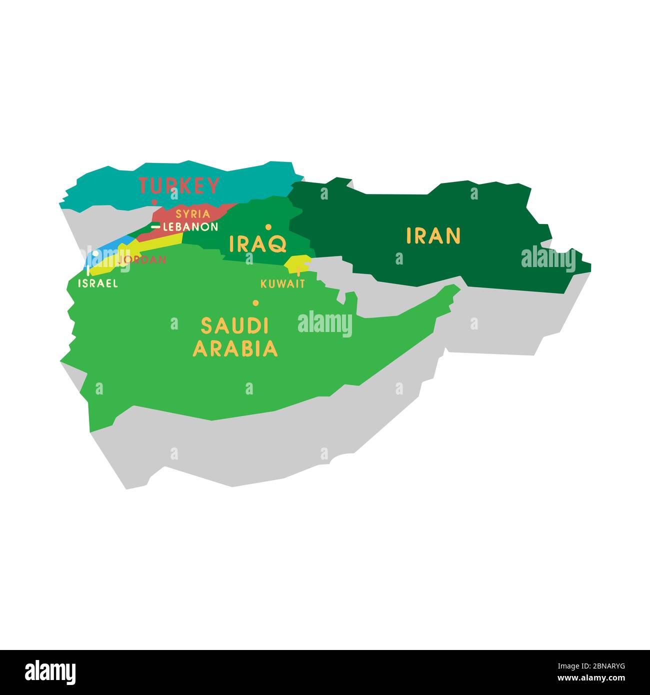 Abstrakte Farbe Vektorkarte von Nahost-Land Stock Vektor
