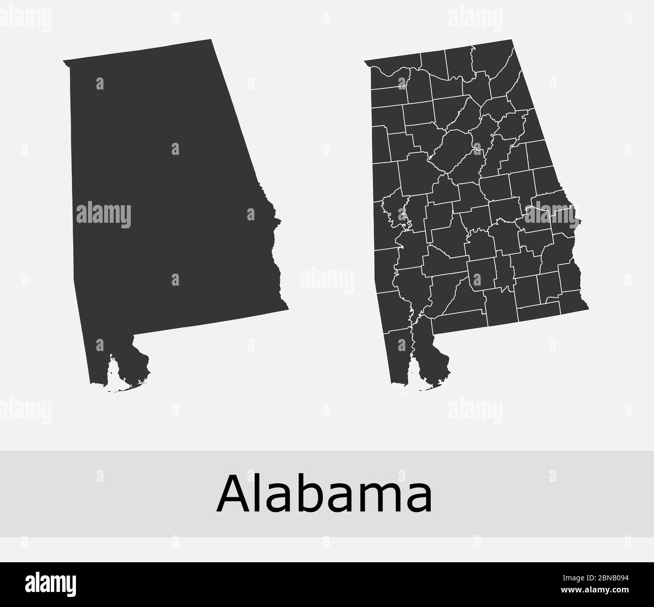 Alabama Karten Vektor skizzieren Grafschaften, Townships, Regionen, Gemeinden, Departements, Grenzen Stock Vektor