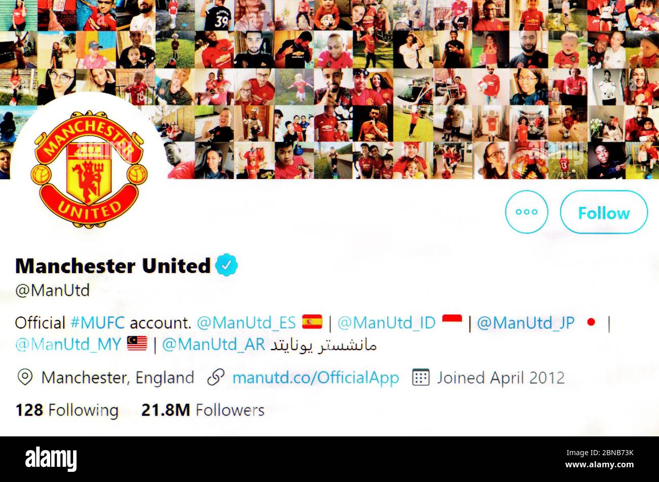 Twitter-Seite (Mai 2020) Manchester United Fußballverein Stockfoto