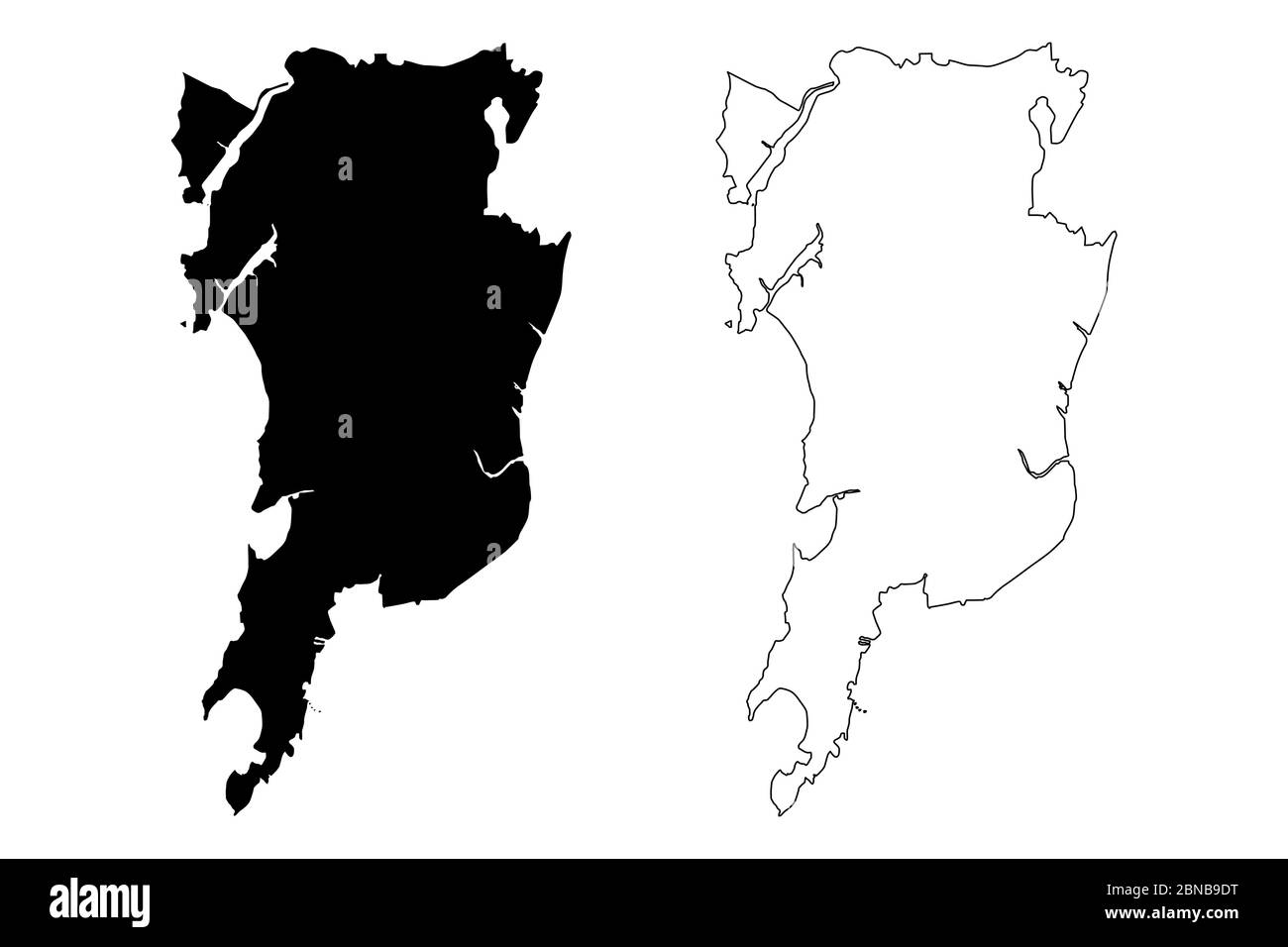 Mumbai City (Republik Indien, Maharashtra Staat) Karte Vektor-Illustration, Skizze Scribble City of Bombay Karte Stock Vektor