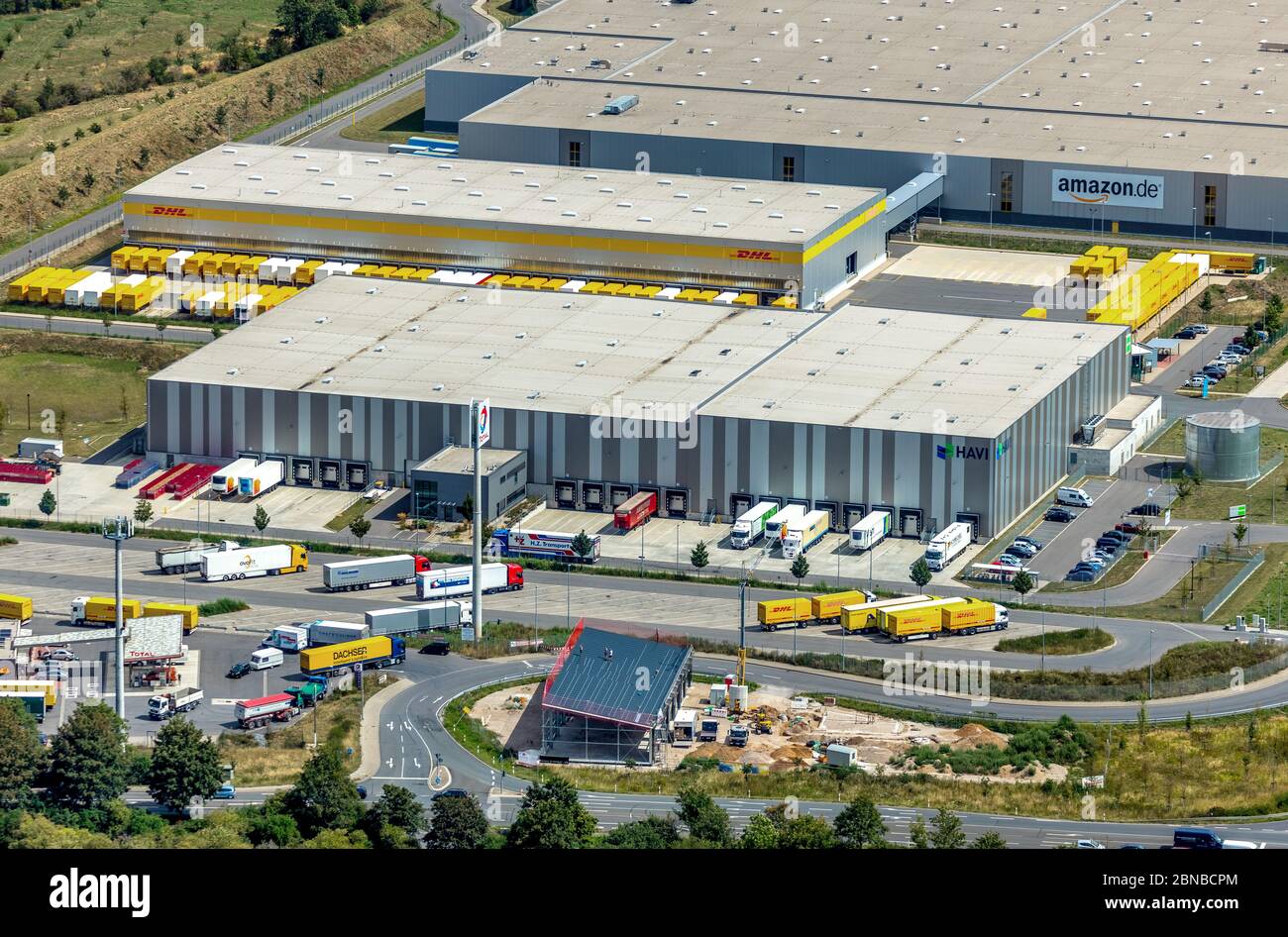 Amazon Logistikzentrum Rheinberg, Havi Logistik, Rheinberger Straße, 08.08.2019, Luftbild, Deutschland, Nordrhein-Westfalen, Ruhrgebiet, Rheinberg Stockfoto