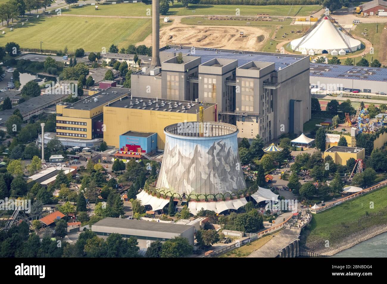 , Standort Wunderland Kalkar auf dem ehemaligen Areal des Kernkraftwerks Kalkar, 03.09.2017, Luftaufnahme, Deutschland, Nordrhein-Westfalen, Kalkar Stockfoto