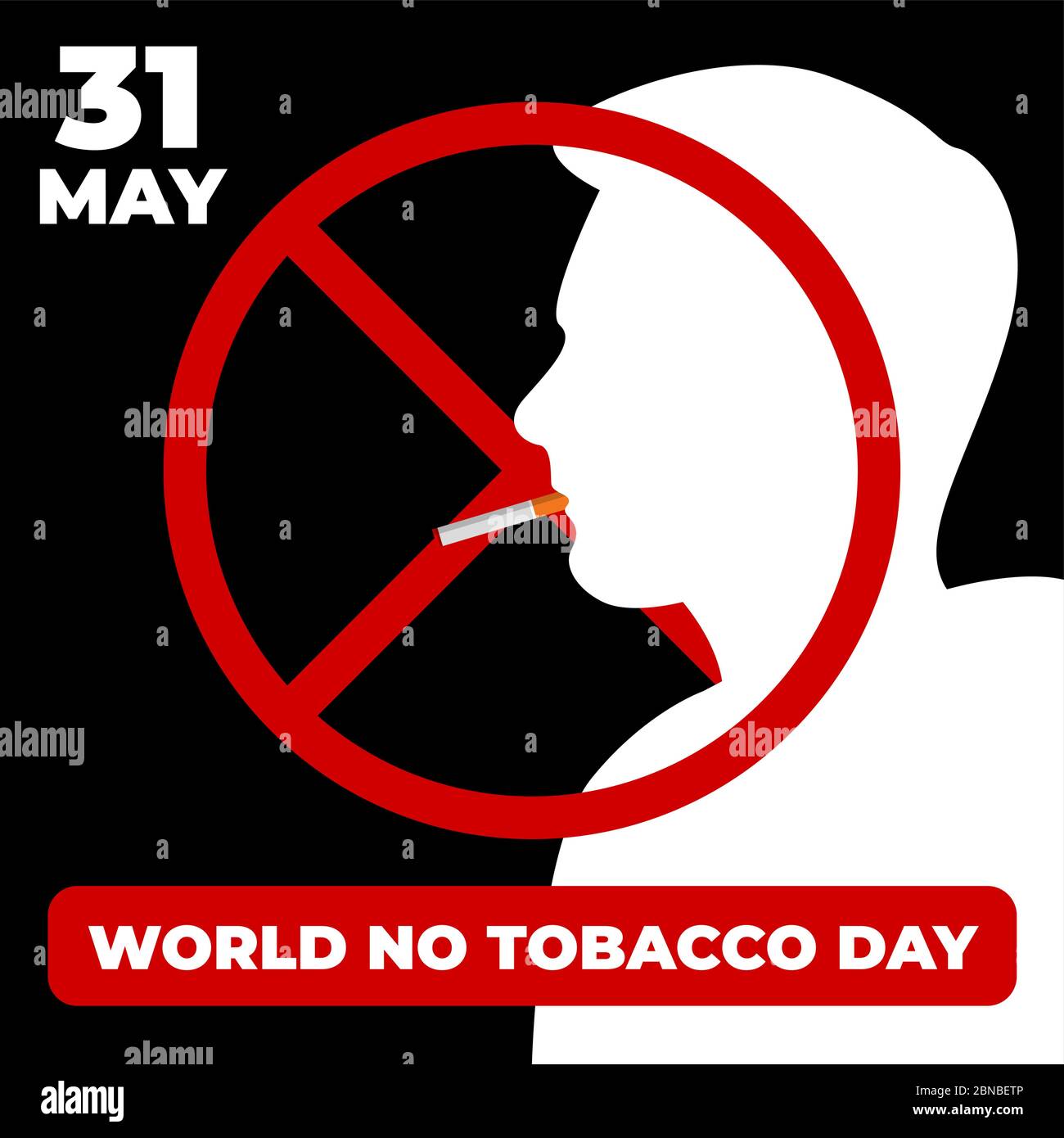 Poster, Broschüren, Flyer oder Banner Design für den Vektor des Welt-No-Tabak-Tages, 31. Mai mit Mann Silhouette Stock Vektor