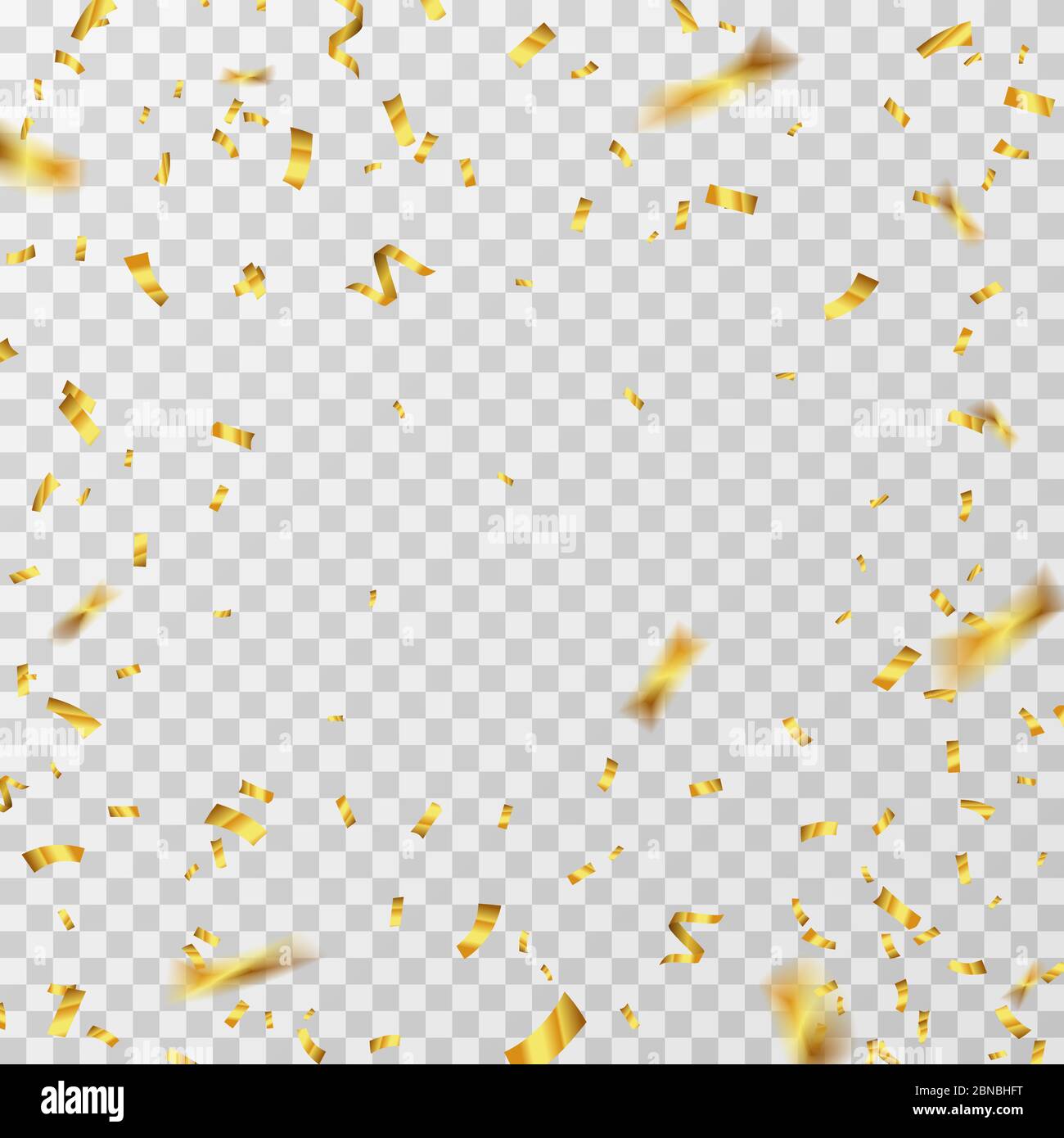 Konfetti Gold. Goldene gelbe Bänder fliegen Glitter isoliert nach unten. Hochzeit Party weihnachten Hintergrund. Banner mit Konfetti für Festival, festliche Band Hochzeit Illustration Stock Vektor