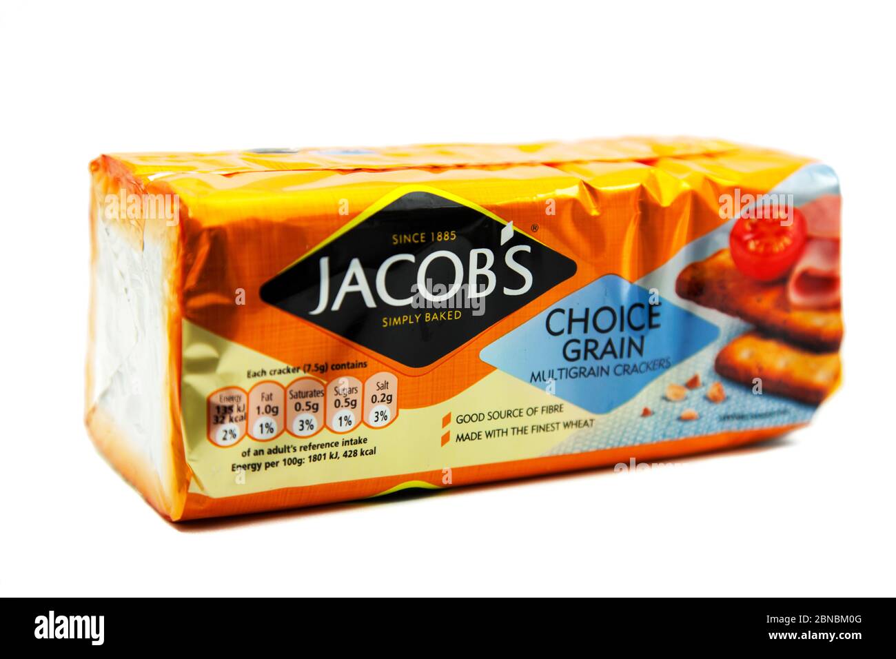 Jacob's Cream Cracker Jacobs Creme Mehrkorn Packung Paket Logo Produkt Ausschnitt geschnitten weißen Hintergrund kopieren Raum isoliert Stockfoto