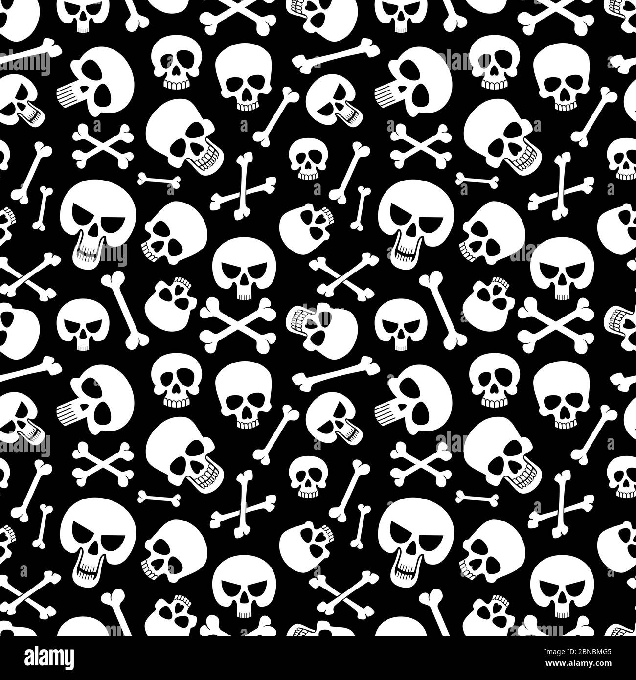 Knochen und Schädel nahtlose Muster Hintergrund für Mode, halloween, Piraterie. Vektorgrafik Stock Vektor