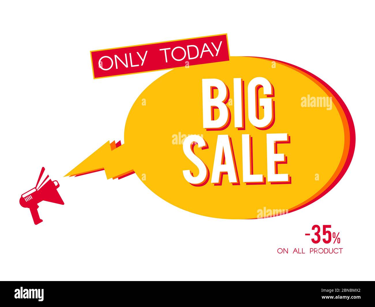 Großer Verkauf Megaphon Banner auf weißem Hintergrund isoliert. Vektor Verkauf Banner, Rabatt Angebot Markt Werbung Illustration Stock Vektor