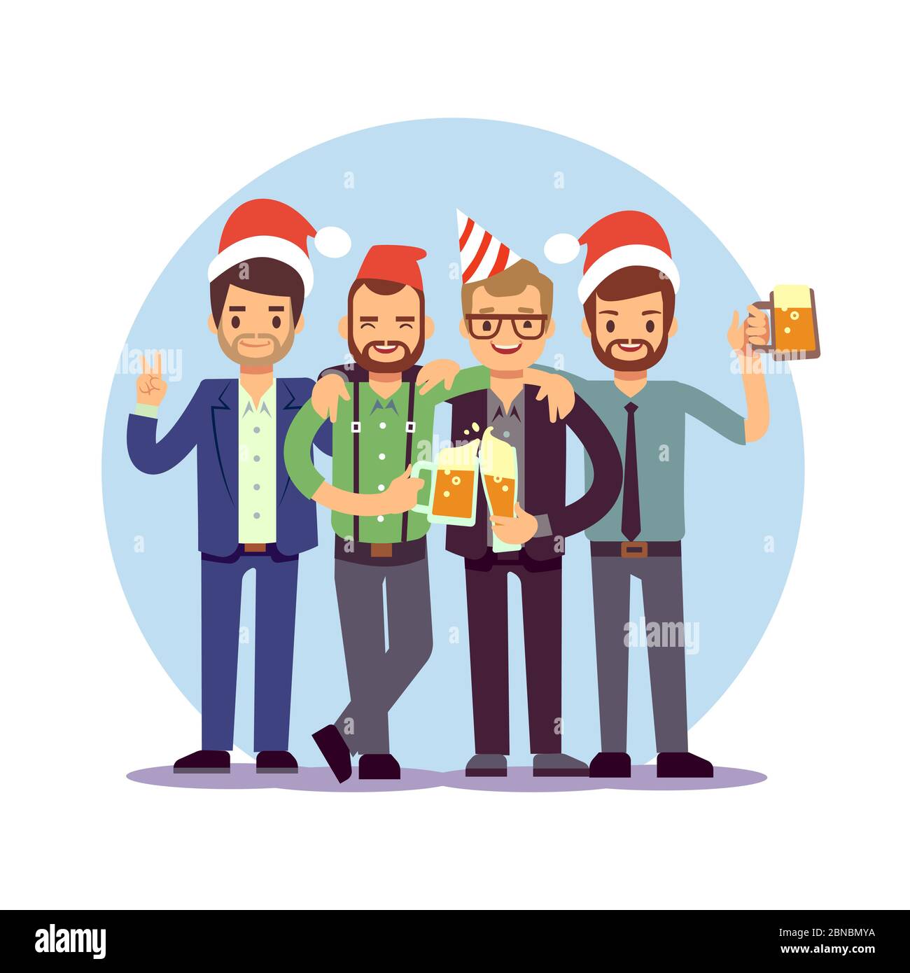 Geschäftsleute feiern Neujahr und Weihnachten. Offica Weihnachten Firmenfeier. Business Team Feier weihnachten. Vektorgrafik Stock Vektor